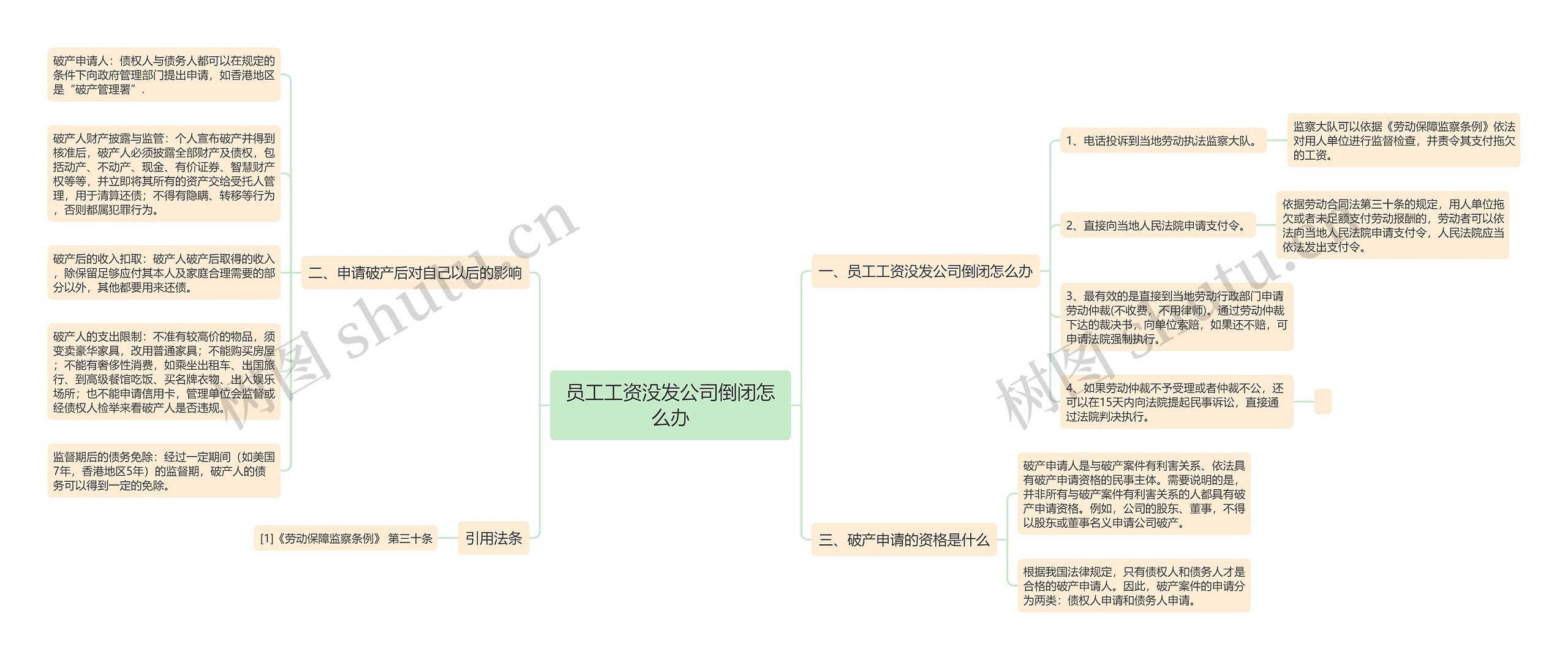 员工工资没发公司倒闭怎么办思维导图