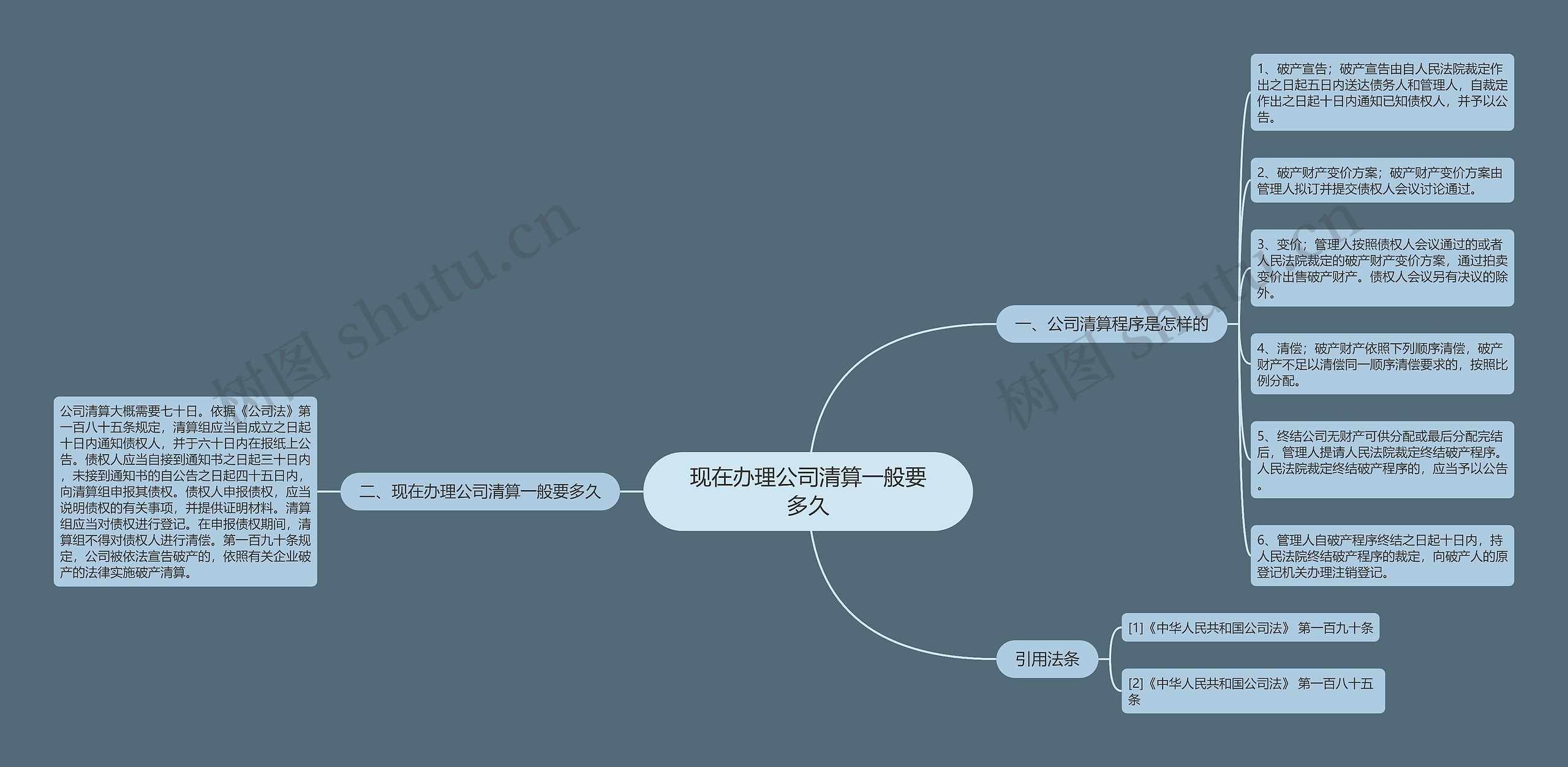 现在办理公司清算一般要多久思维导图