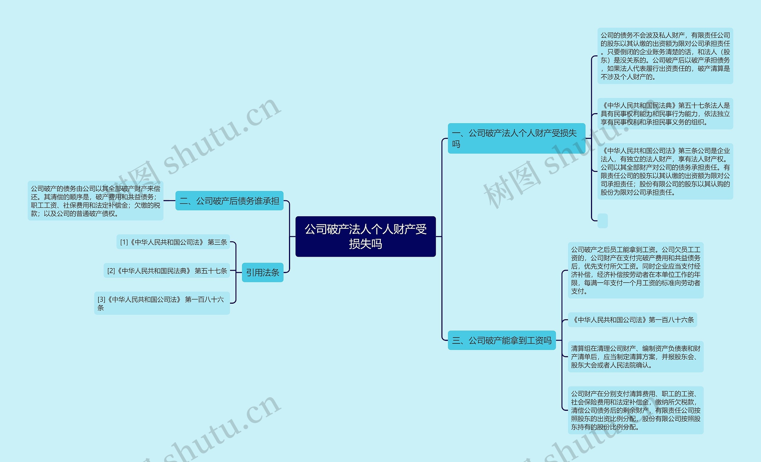 公司破产法人个人财产受损失吗思维导图