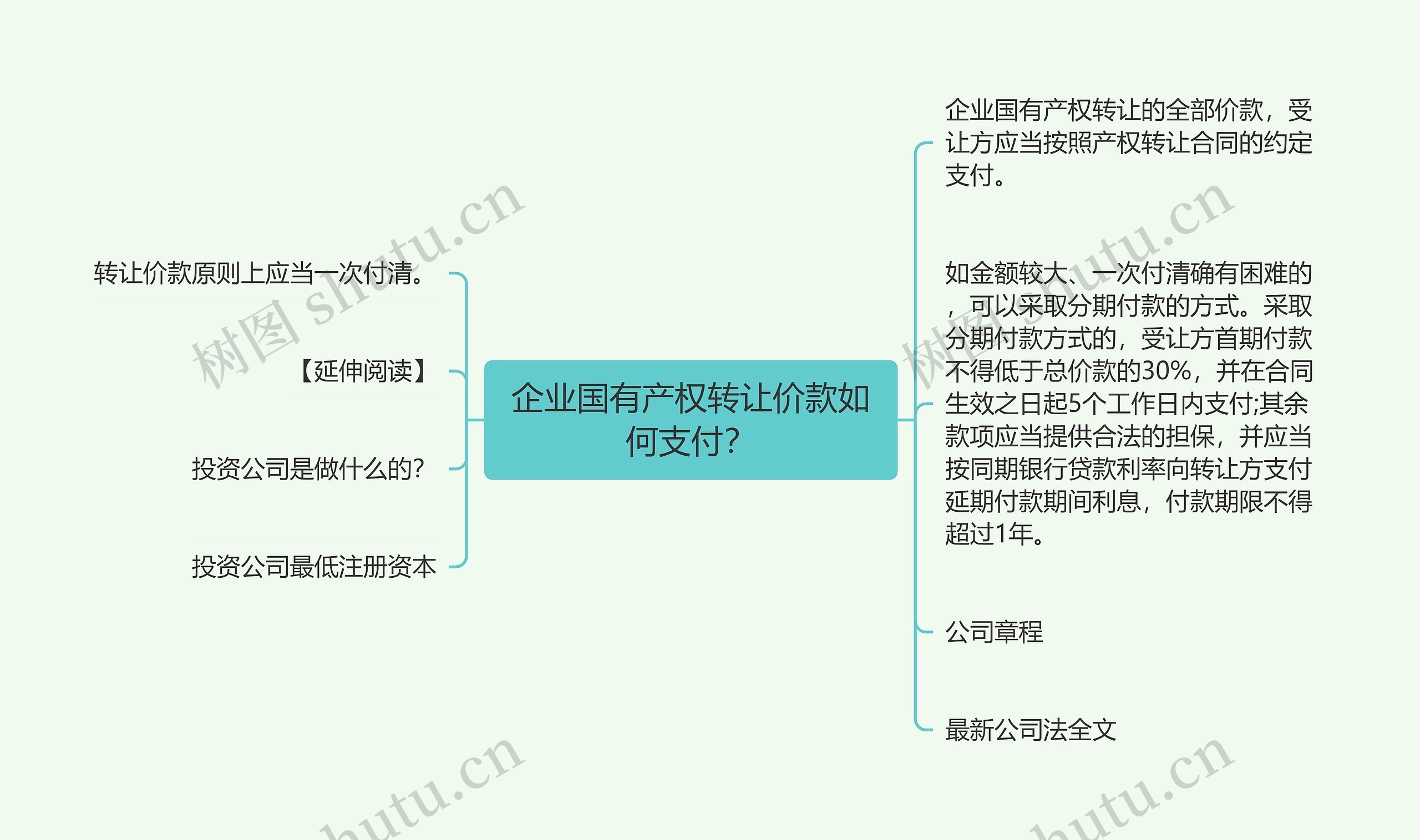 企业国有产权转让价款如何支付？思维导图