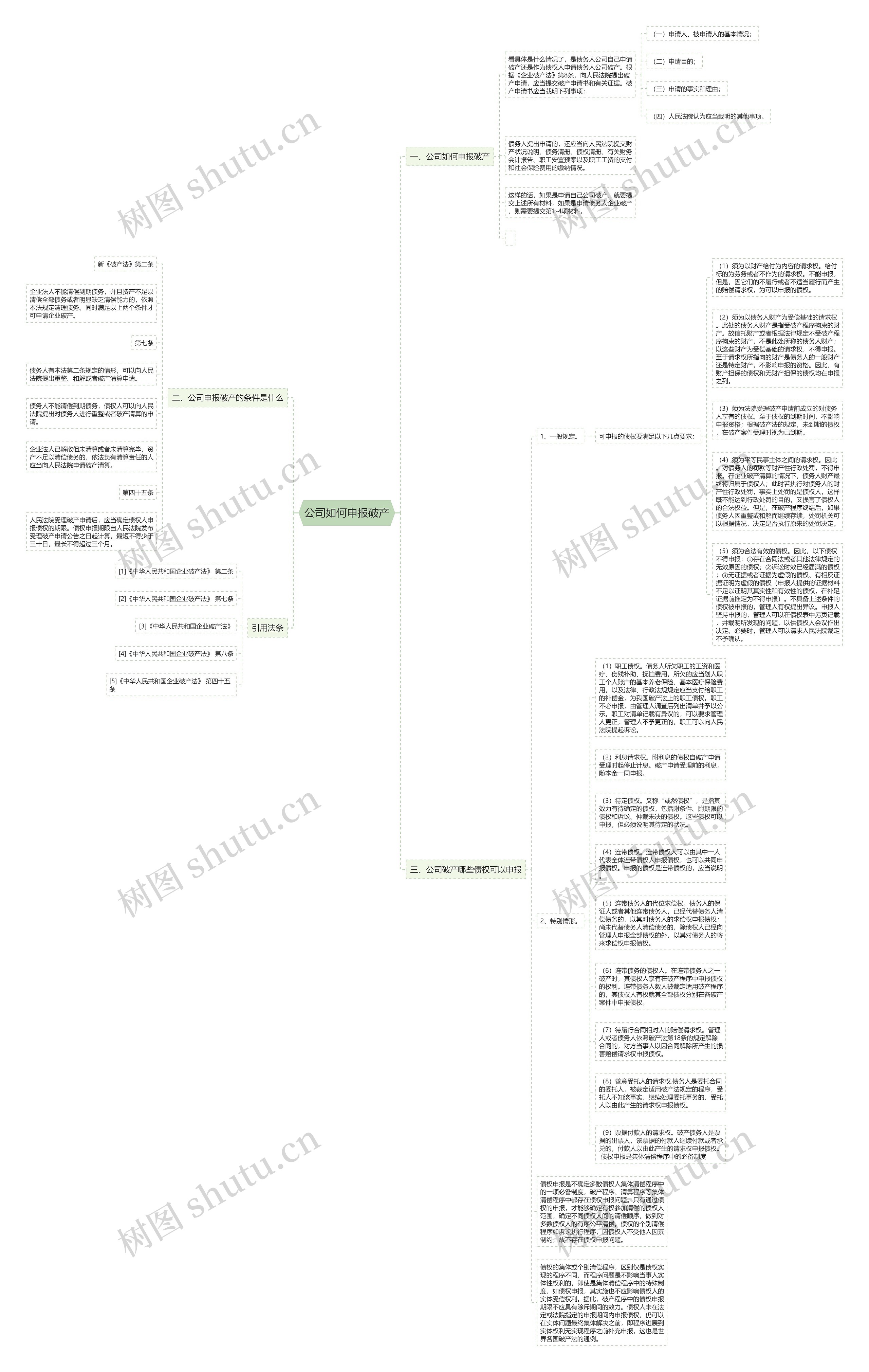 公司如何申报破产思维导图