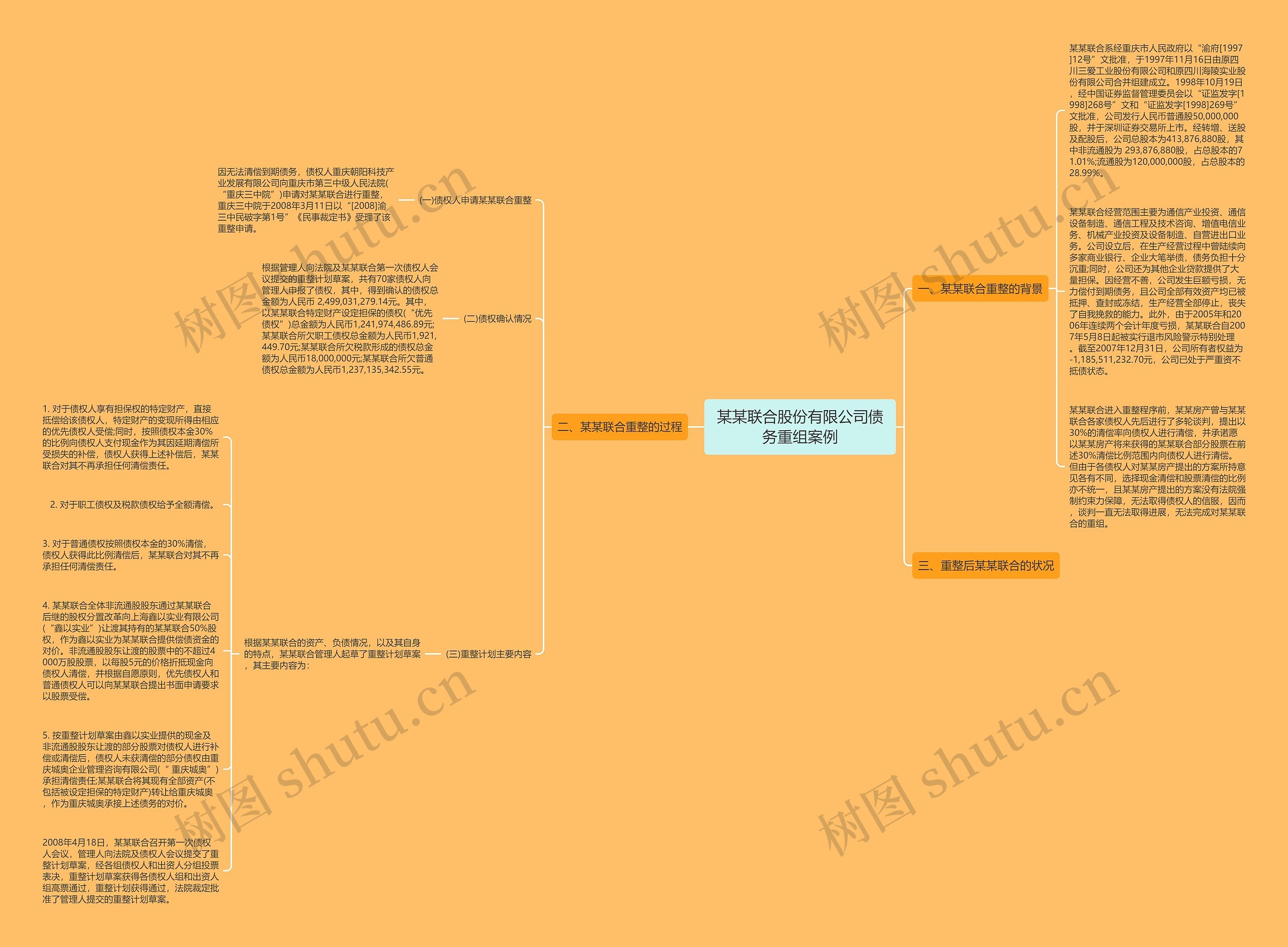某某联合股份有限公司债务重组案例思维导图