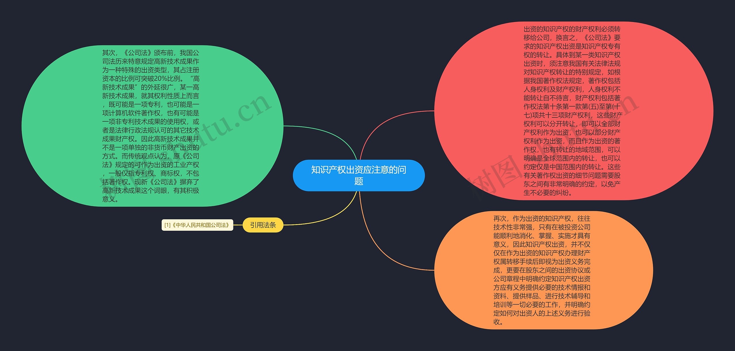 知识产权出资应注意的问题思维导图