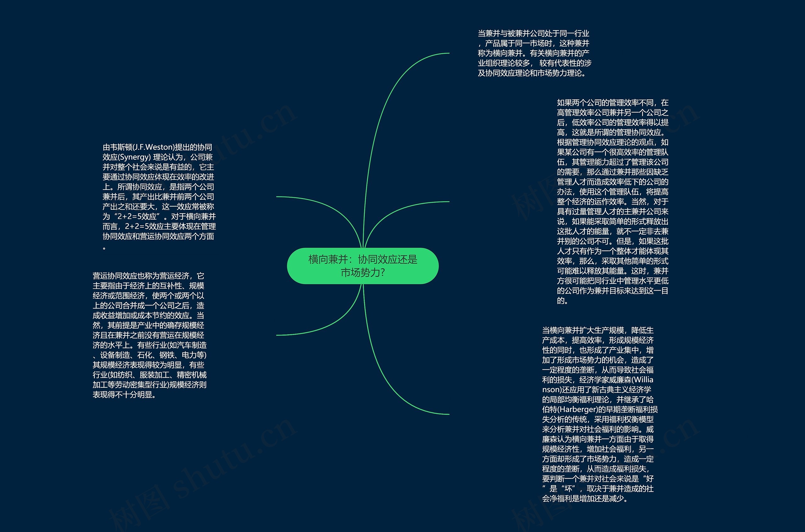 横向兼并:协同效应还是市场势力?思维导图高清图 横向兼并:协同效应还是市场势力?思维导图