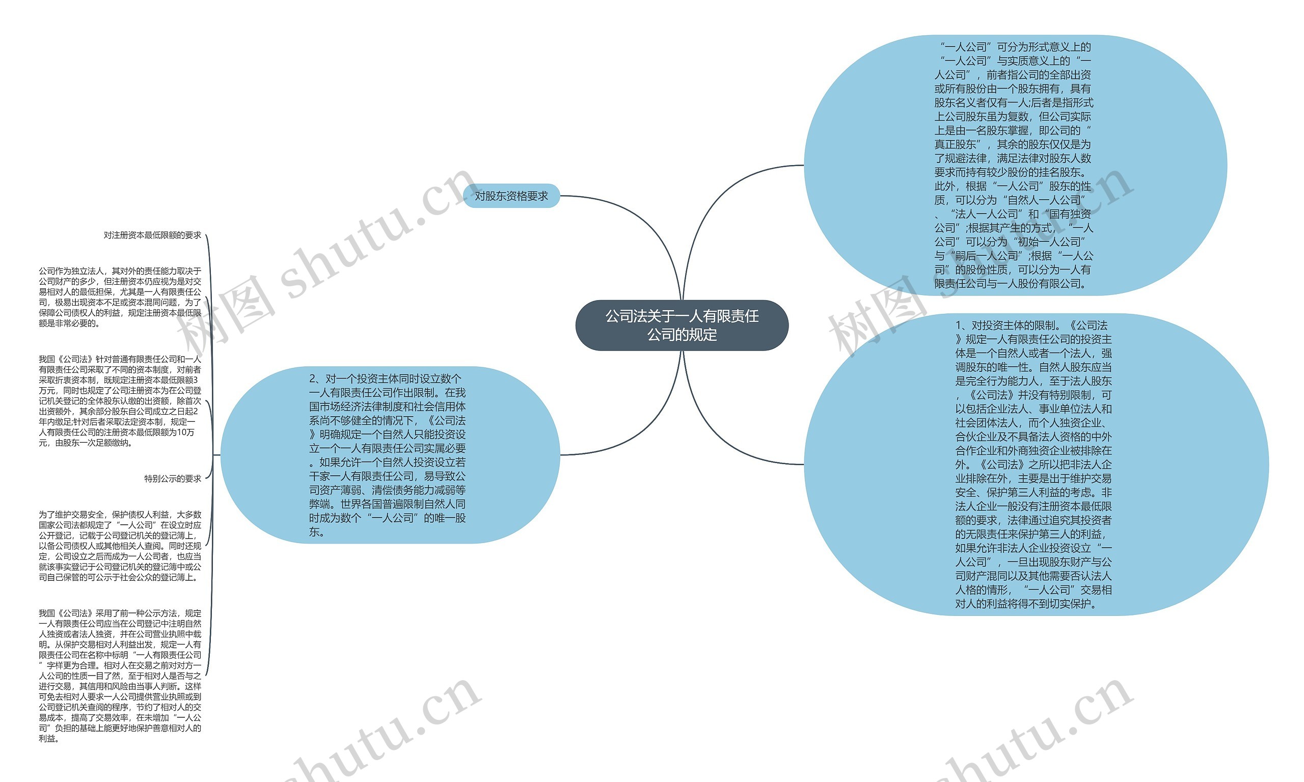 公司法关于一人有限责任公司的规定思维导图