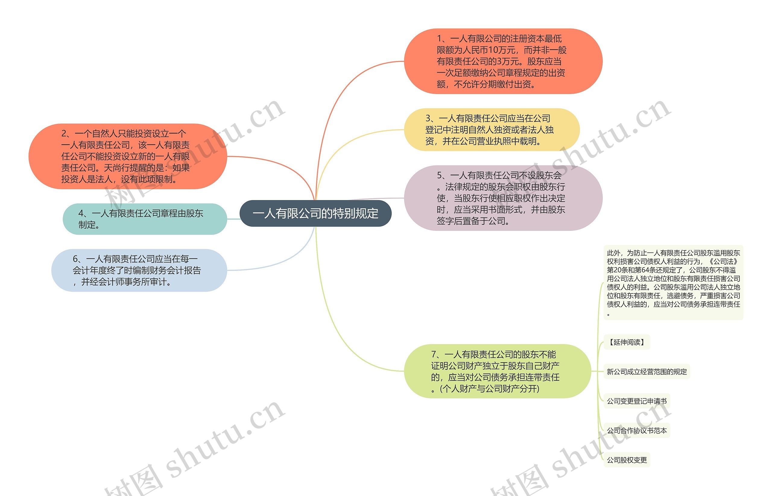 一人有限公司的特别规定思维导图