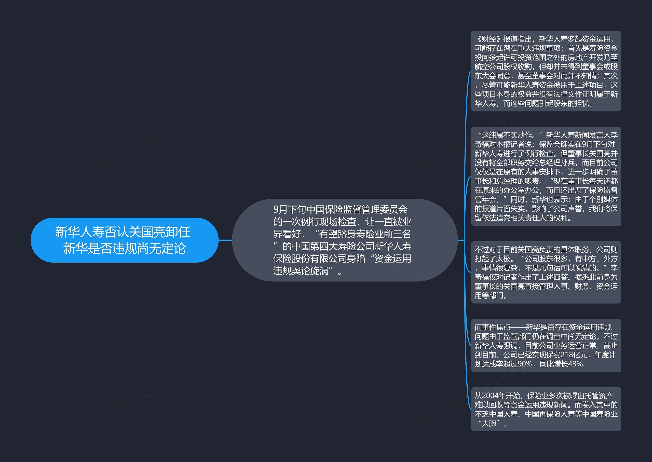 新华人寿否认关国亮卸任 新华是否违规尚无定论思维导图