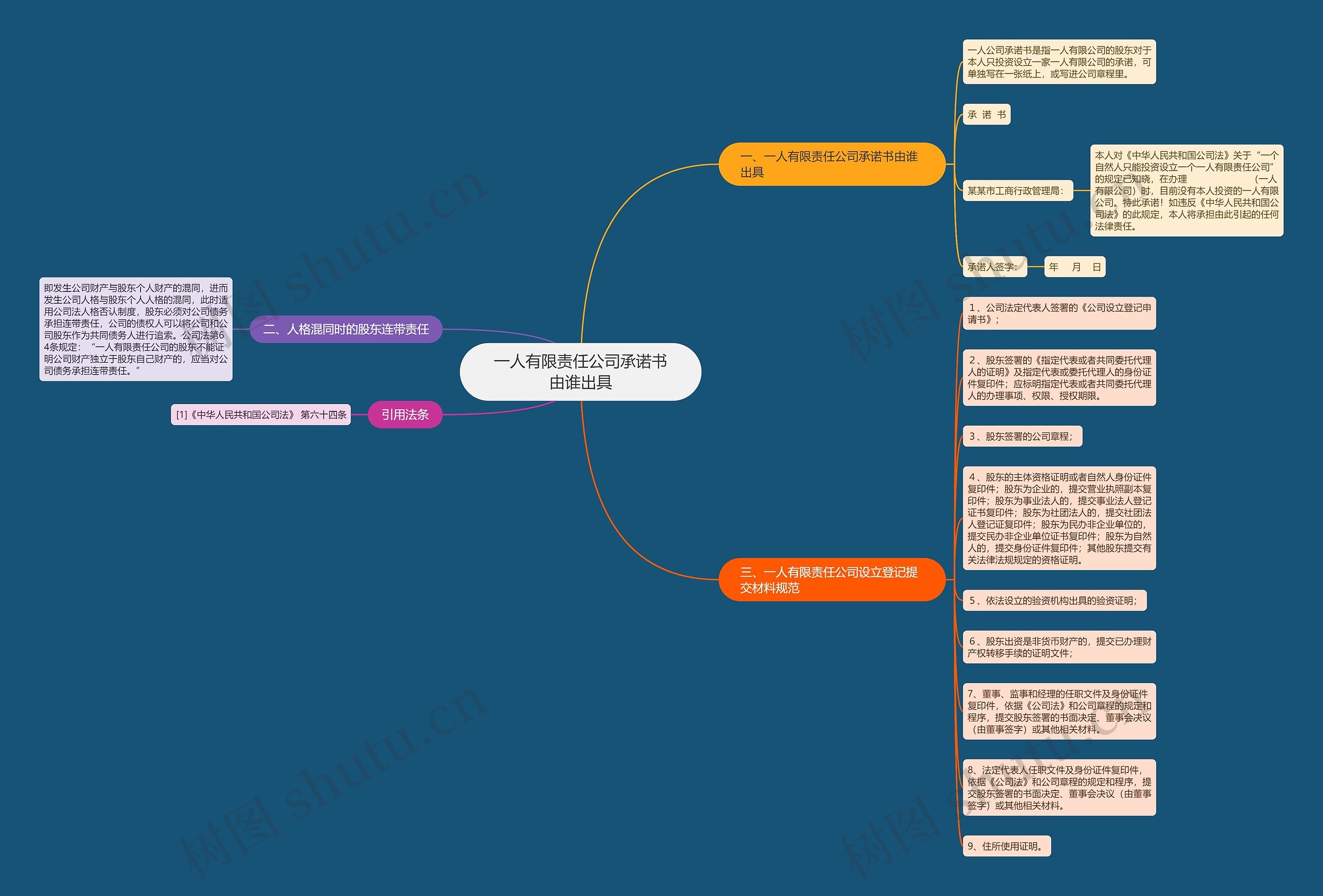 一人有限责任公司承诺书由谁出具思维导图