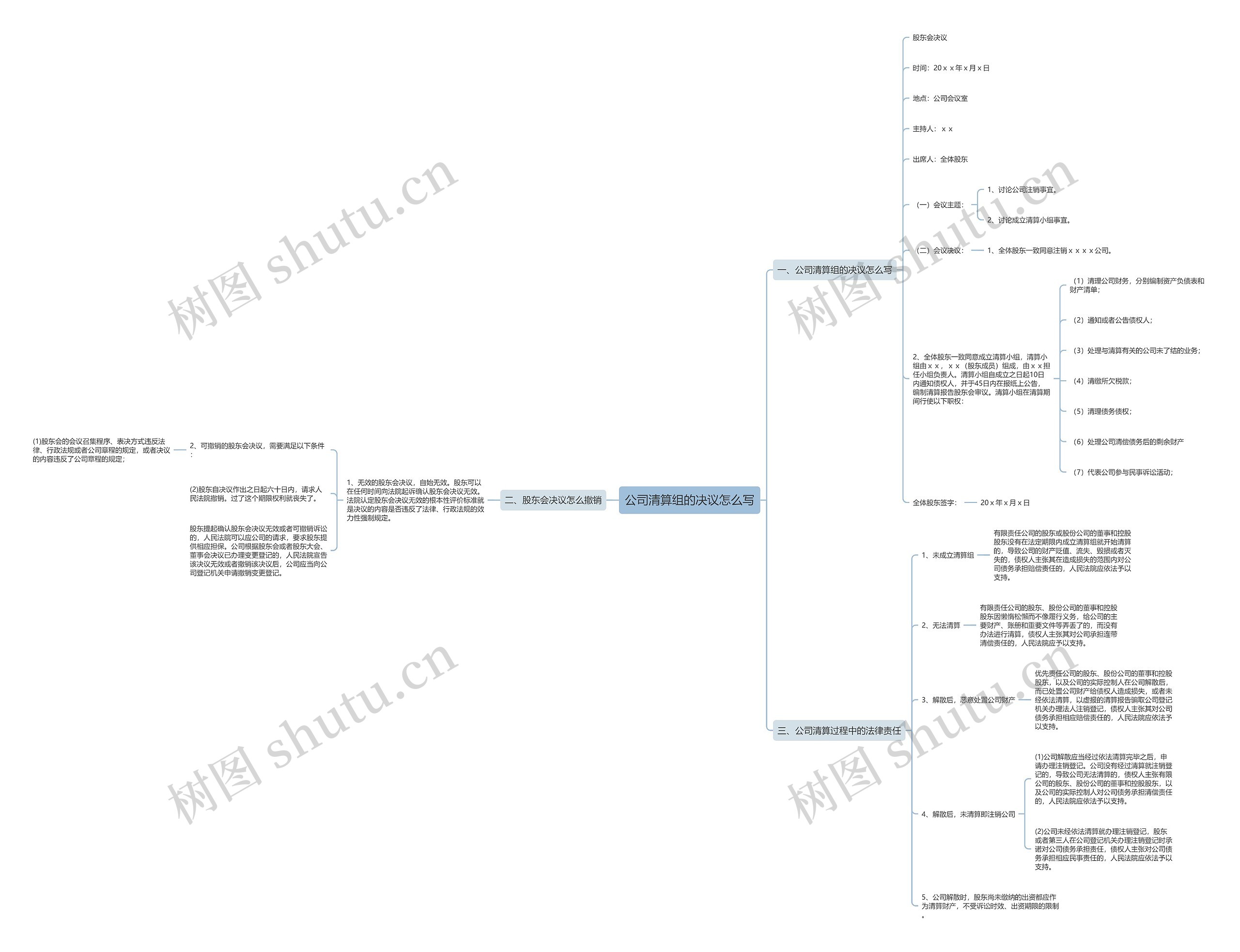 公司清算组的决议怎么写思维导图
