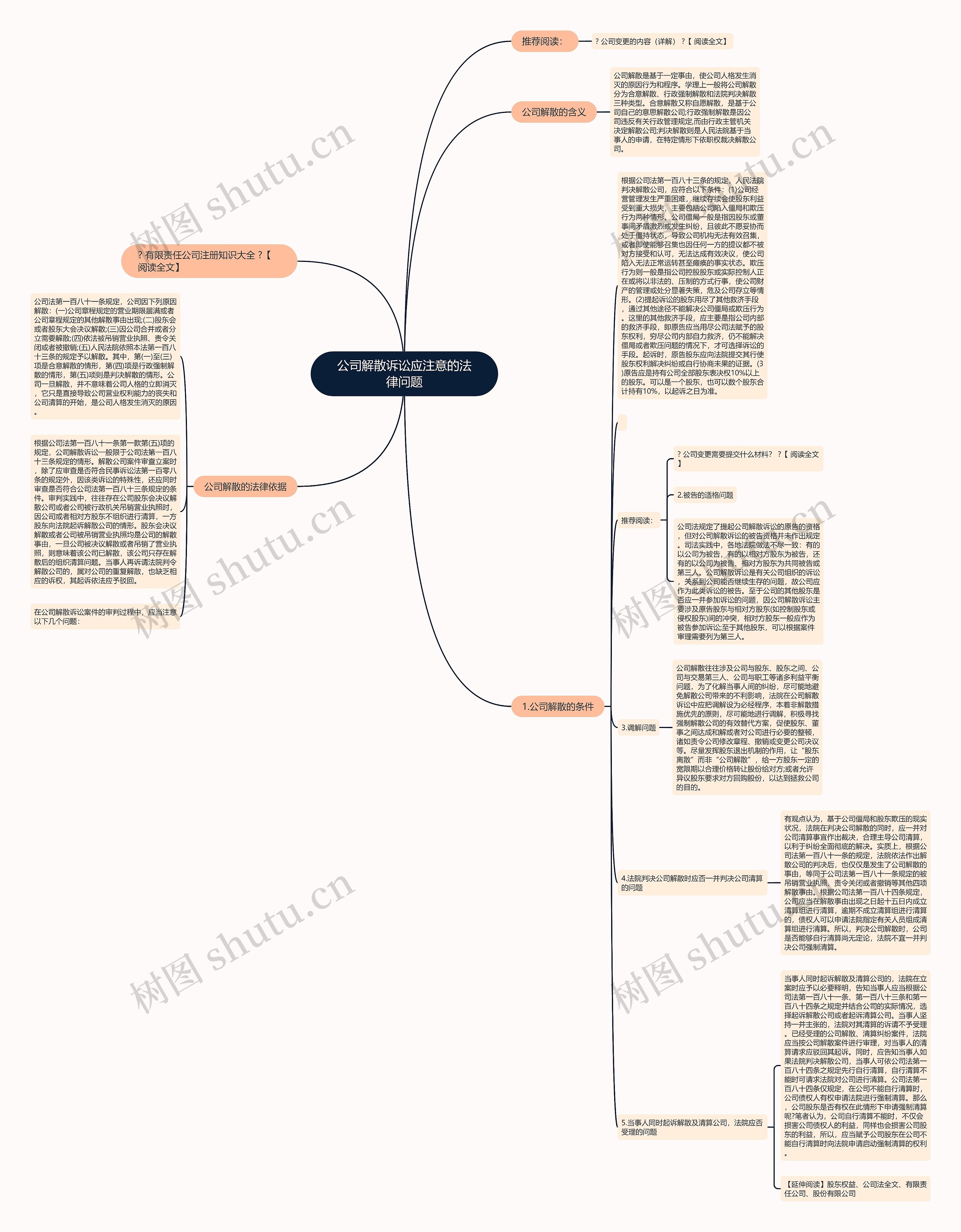 公司解散诉讼应注意的法律问题思维导图
