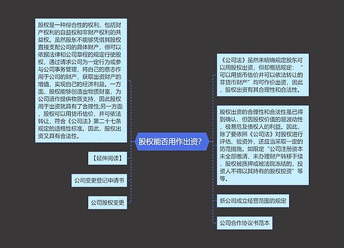 股权能否用作出资？