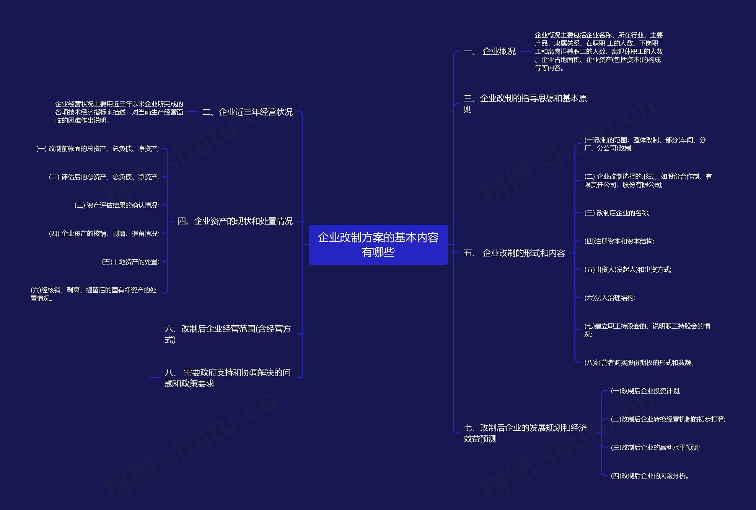 企业改制方案的基本内容有哪些思维导图