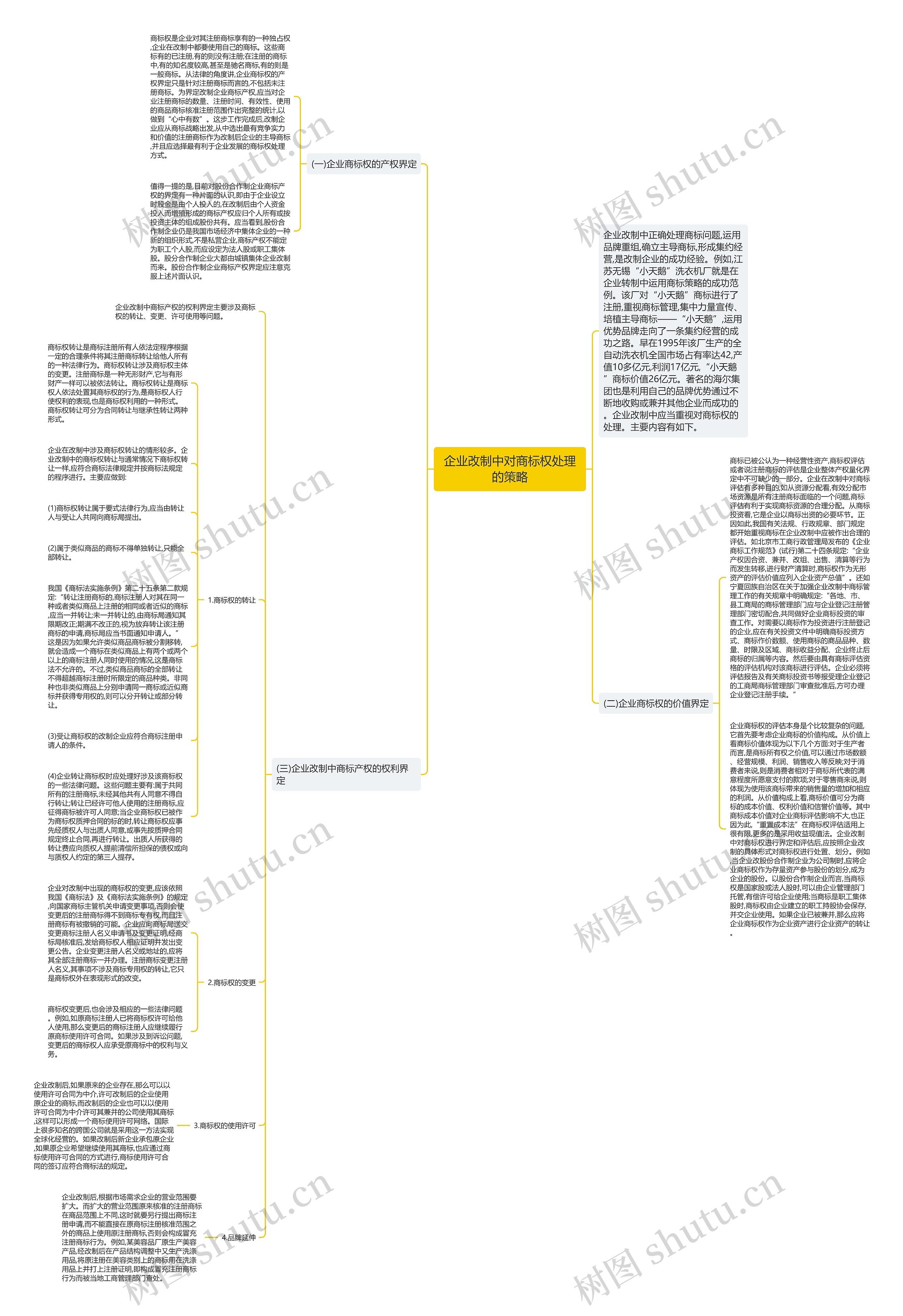 企业改制中对商标权处理的策略思维导图