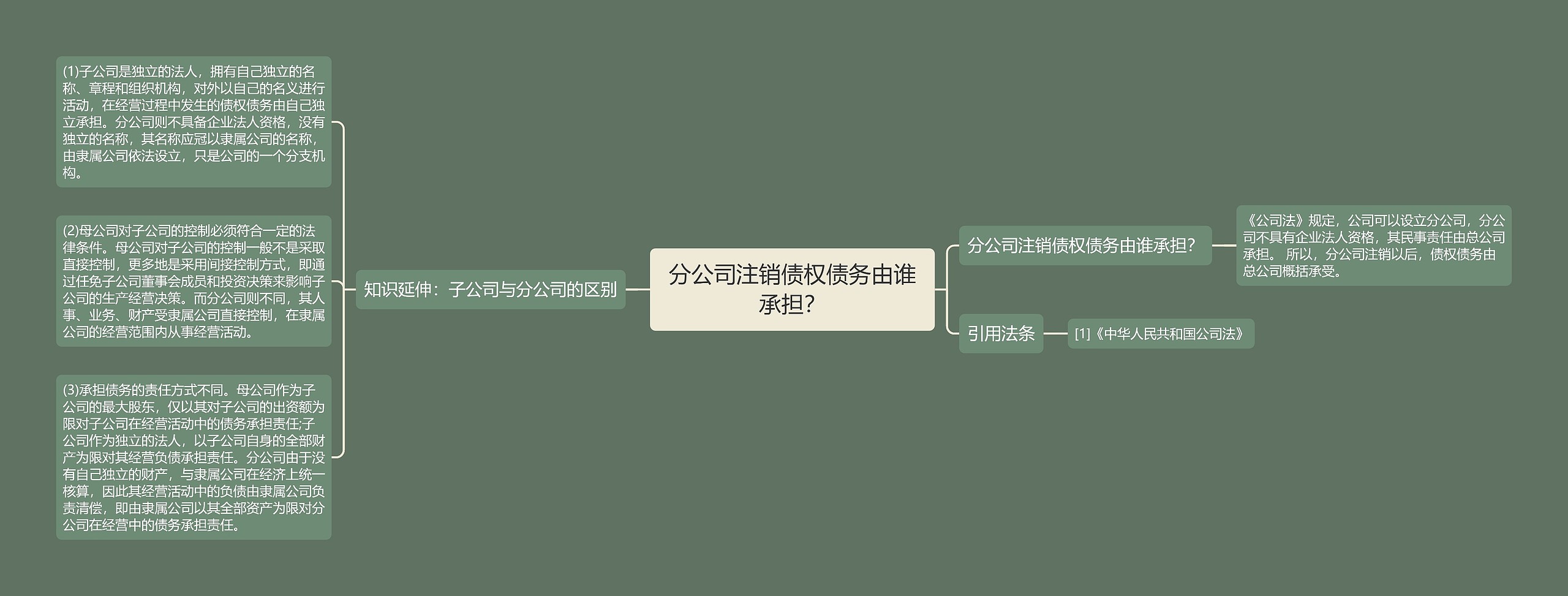 分公司注销债权债务由谁承担？思维导图