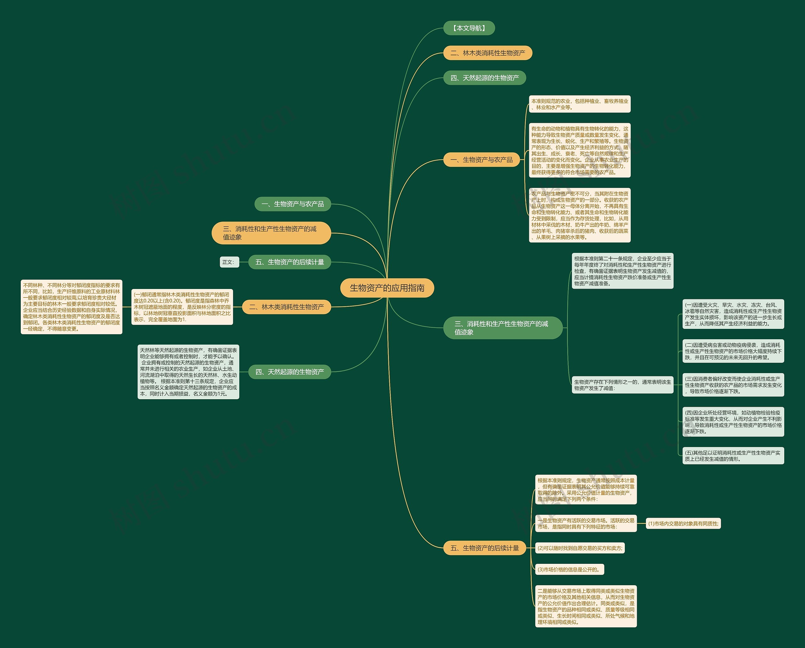 生物资产的应用指南思维导图