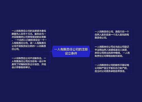 一人有限责任公司的注册设立条件