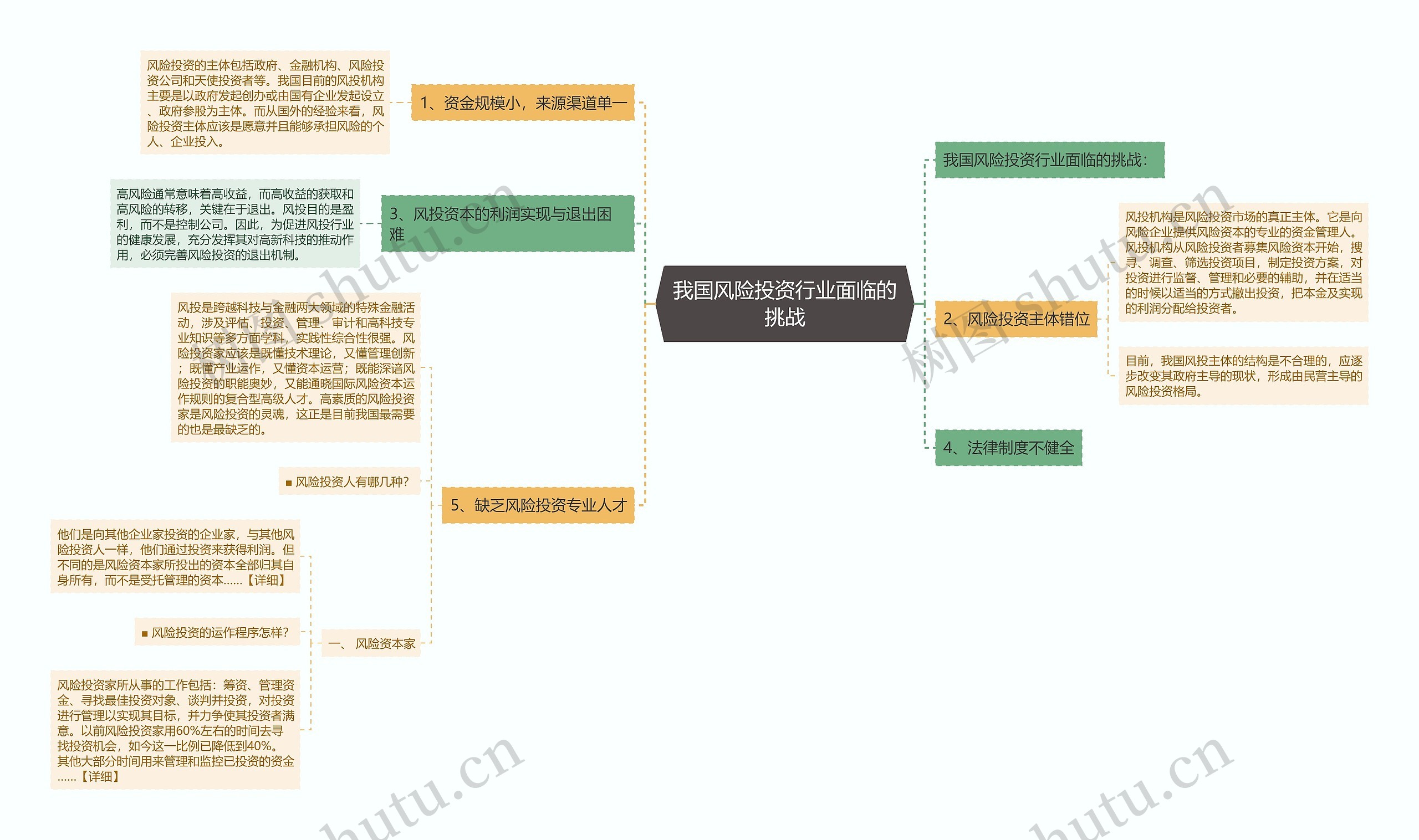 我国风险投资行业面临的挑战思维导图