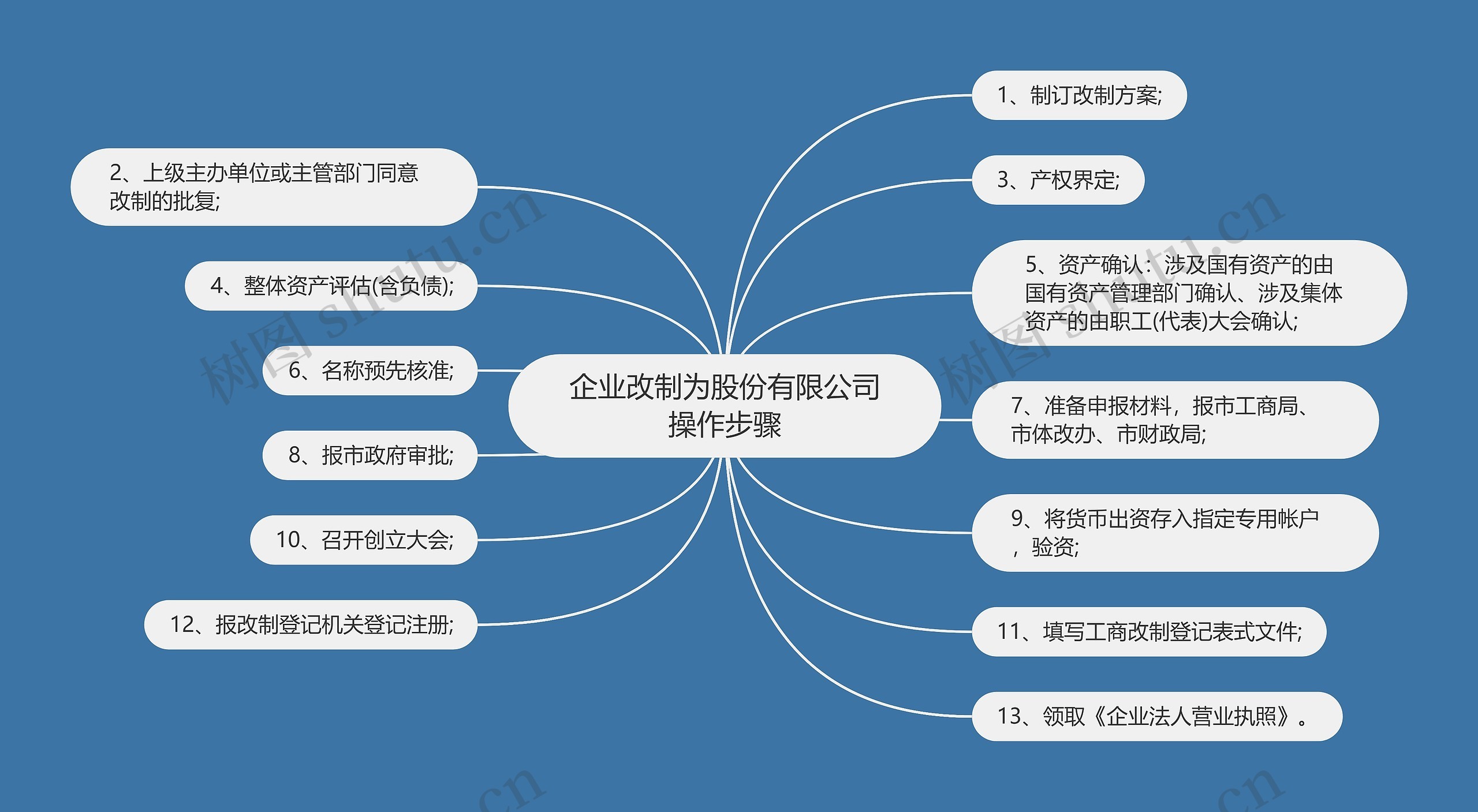 企业改制为股份有限公司操作步骤思维导图