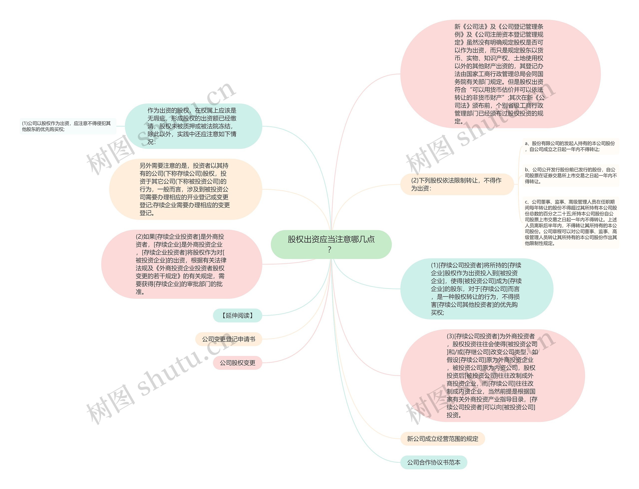 股权出资应当注意哪几点？思维导图