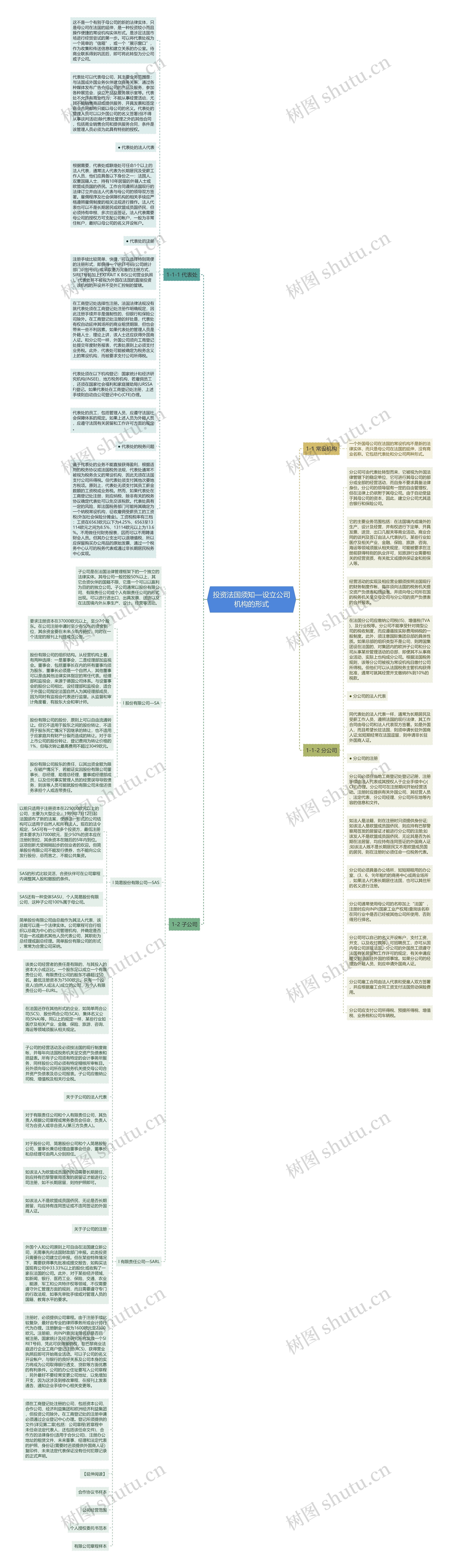 投资法国须知—设立公司机构的形式思维导图