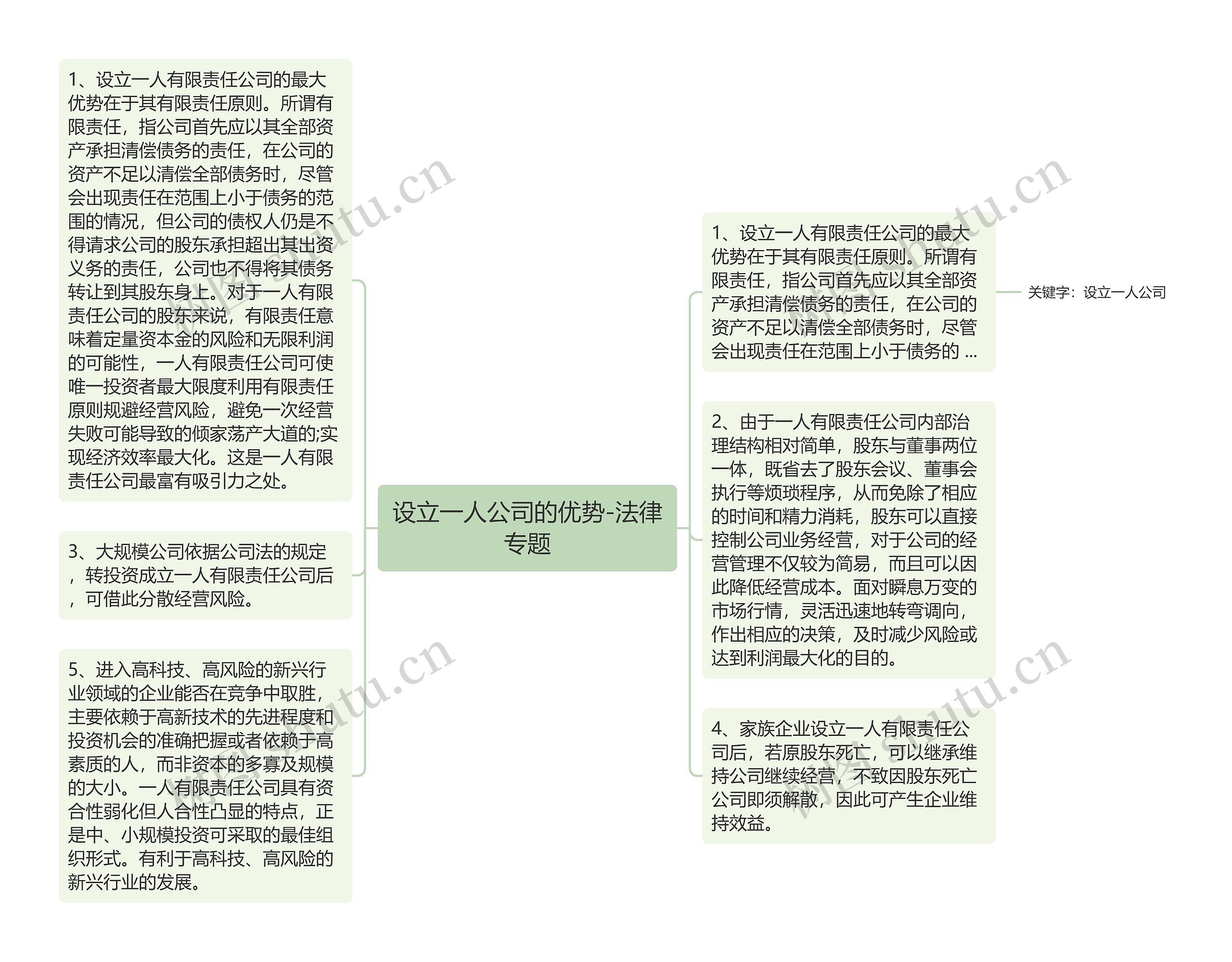 设立一人公司的优势-法律专题思维导图