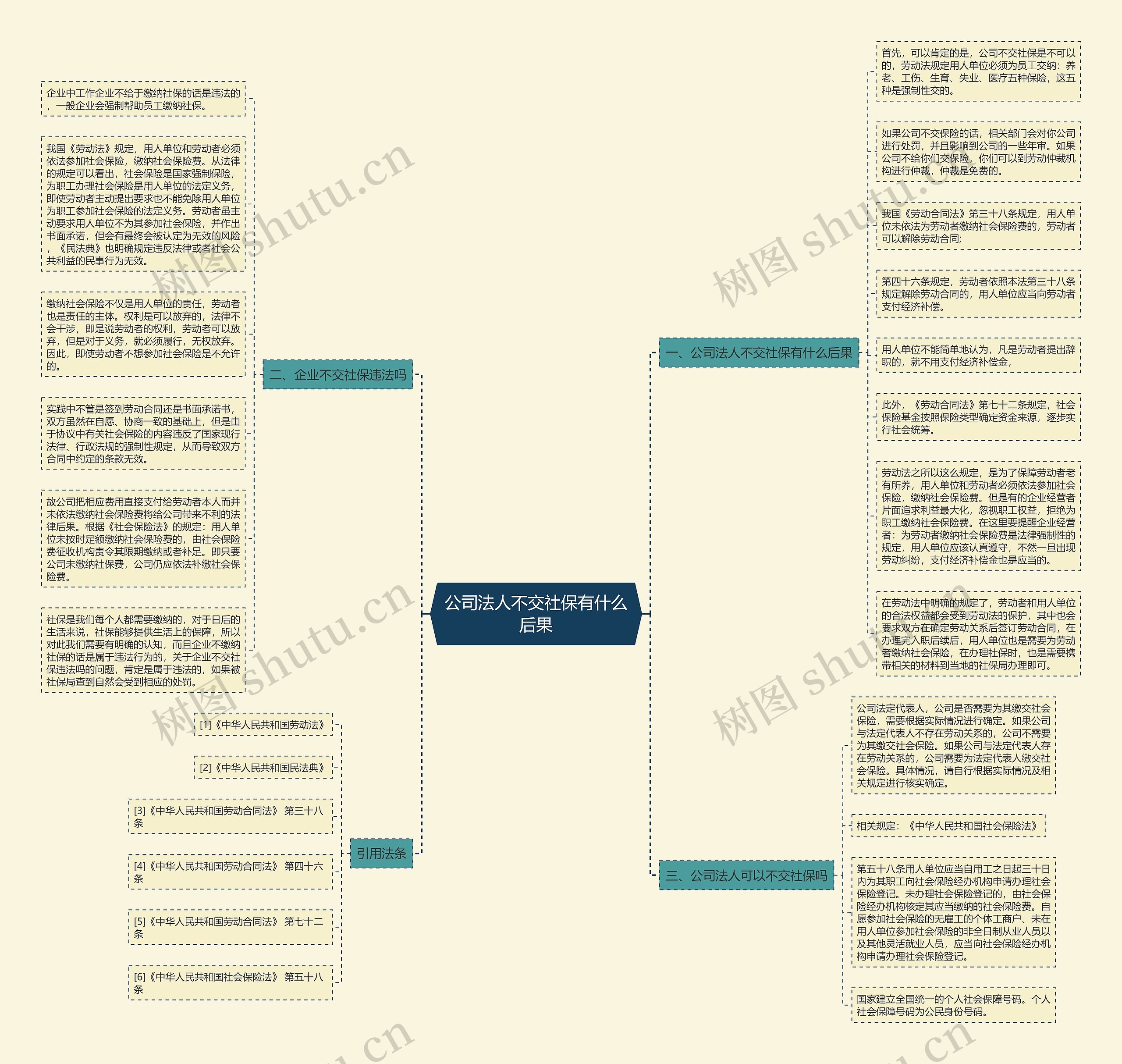 公司法人不交社保有什么后果思维导图