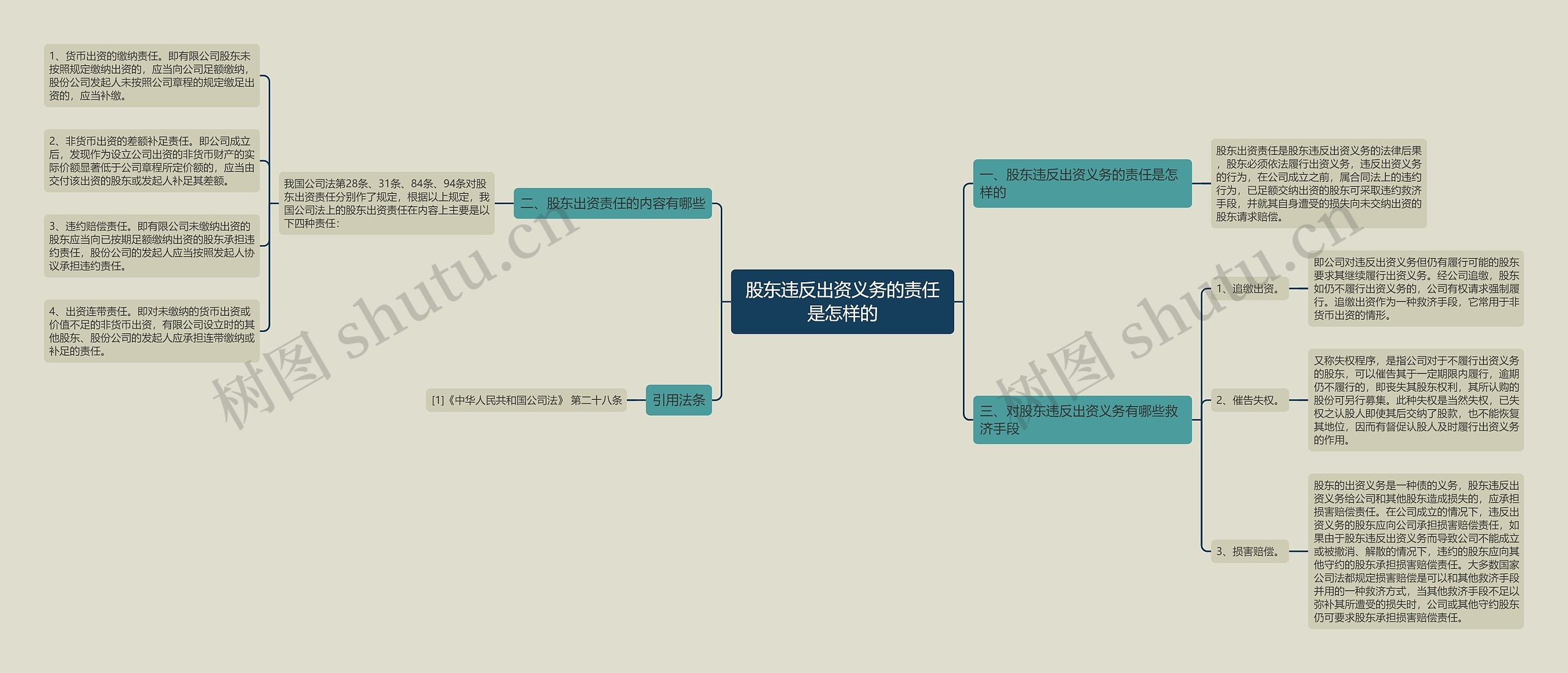 股东违反出资义务的责任是怎样的思维导图