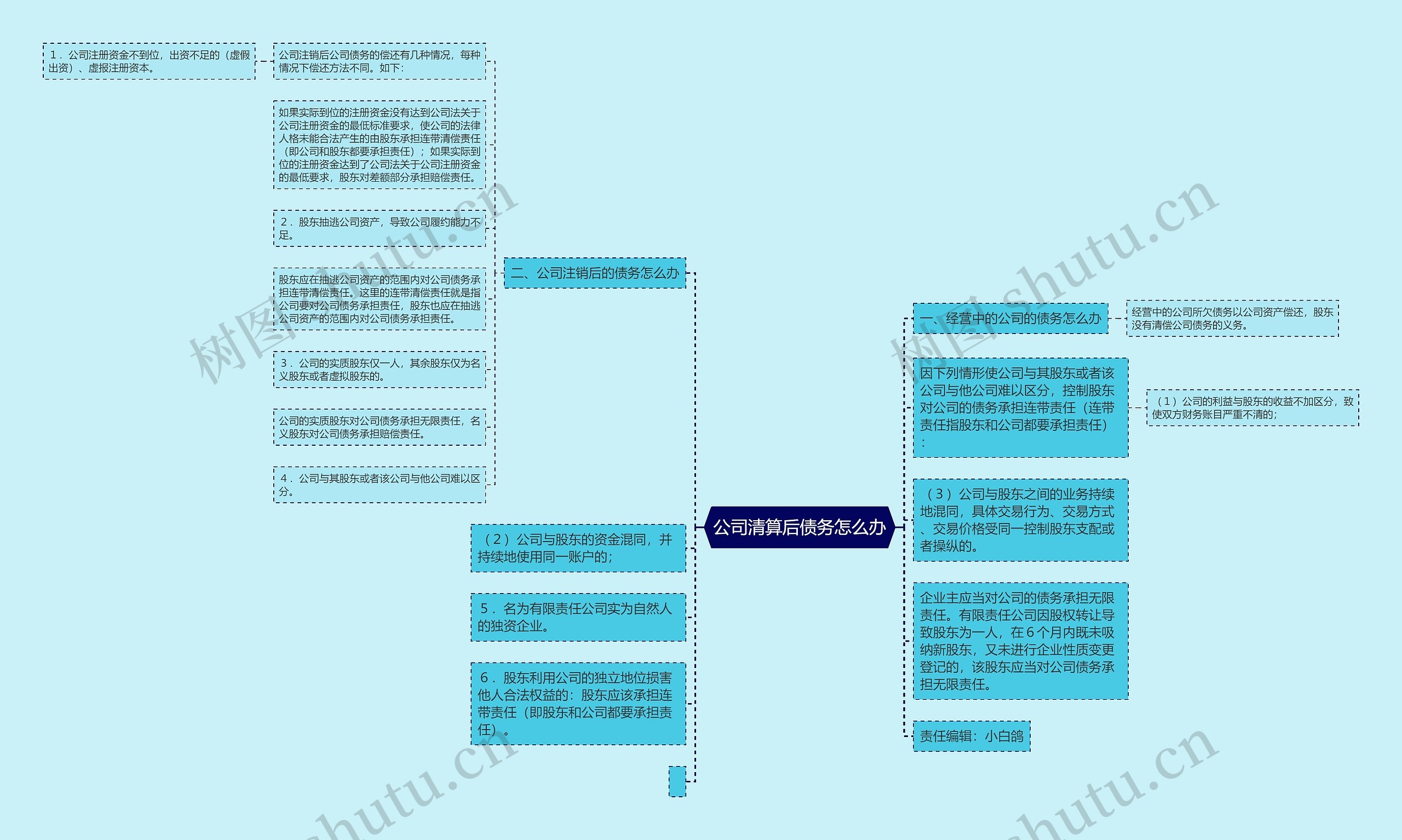 公司清算后债务怎么办思维导图