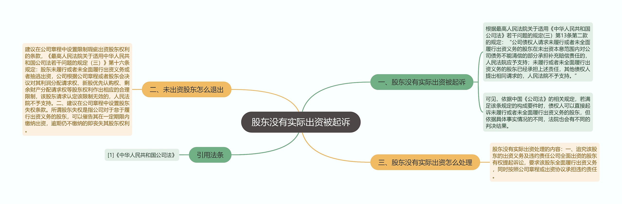 股东没有实际出资被起诉思维导图