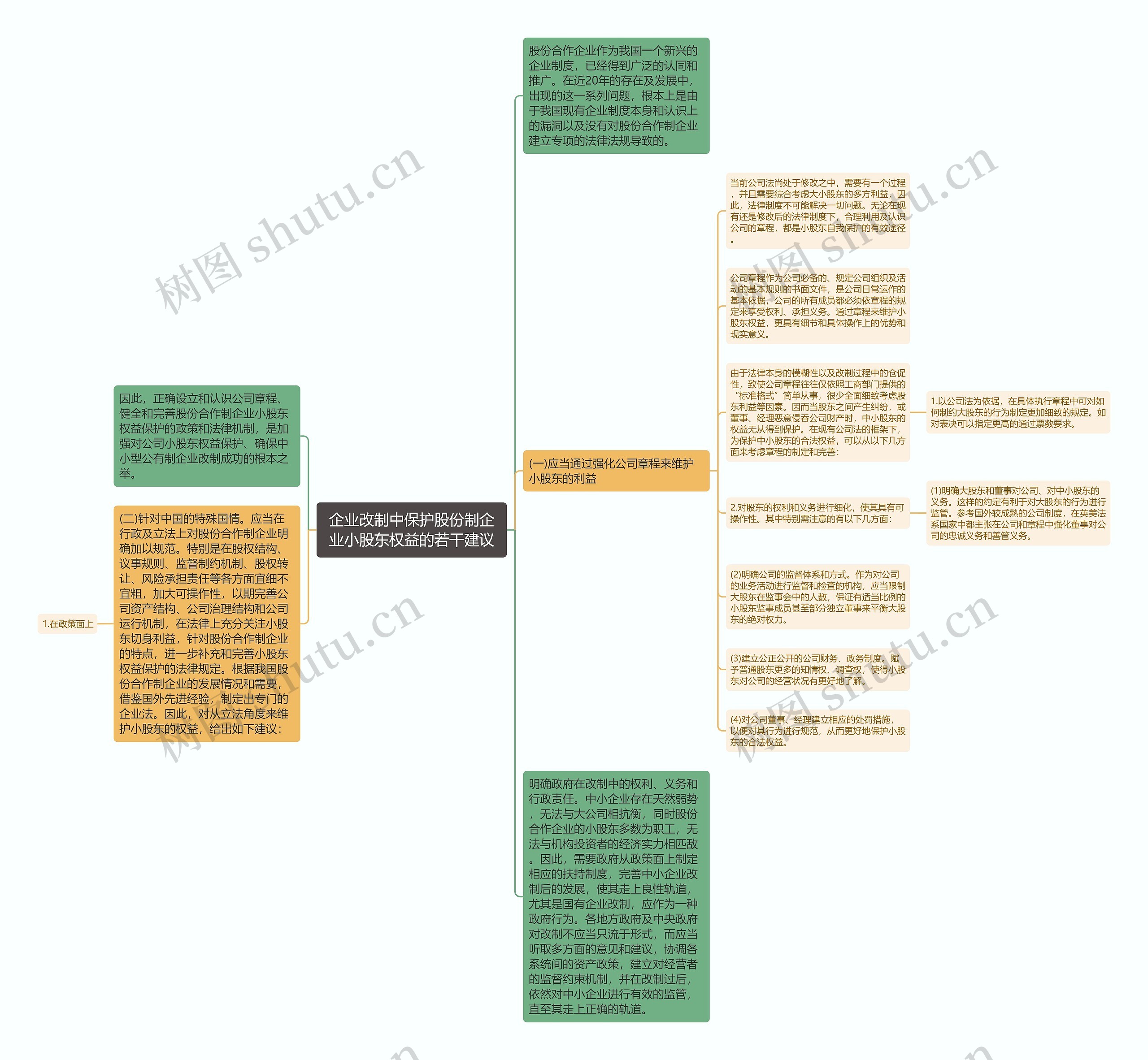 企业改制中保护股份制企业小股东权益的若干建议思维导图
