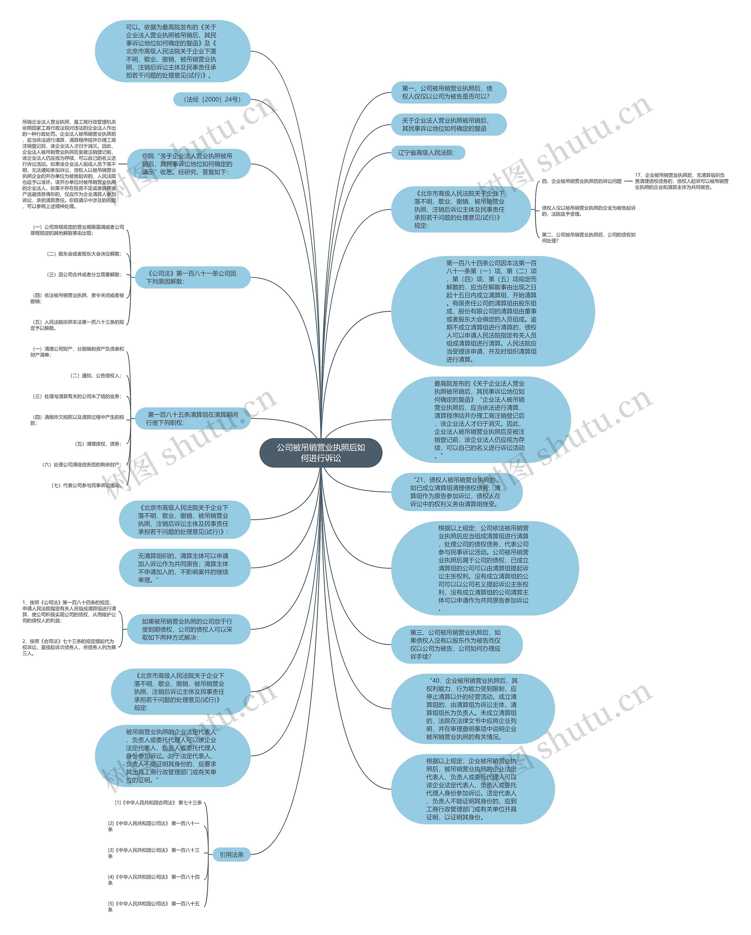 公司被吊销营业执照后如何进行诉讼思维导图