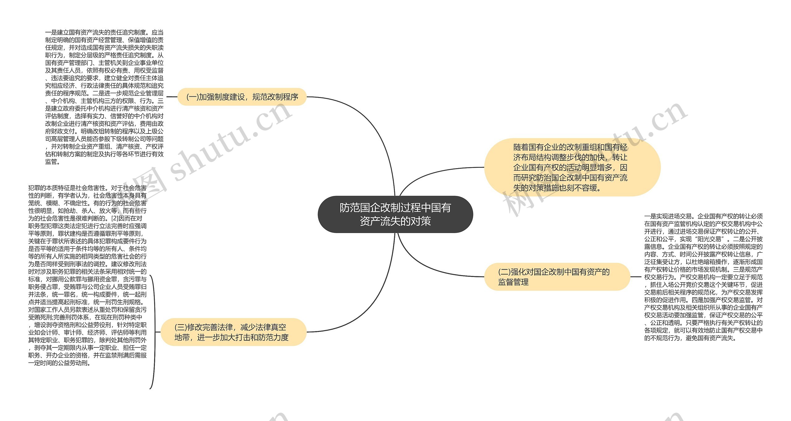 防范国企改制过程中国有资产流失的对策思维导图