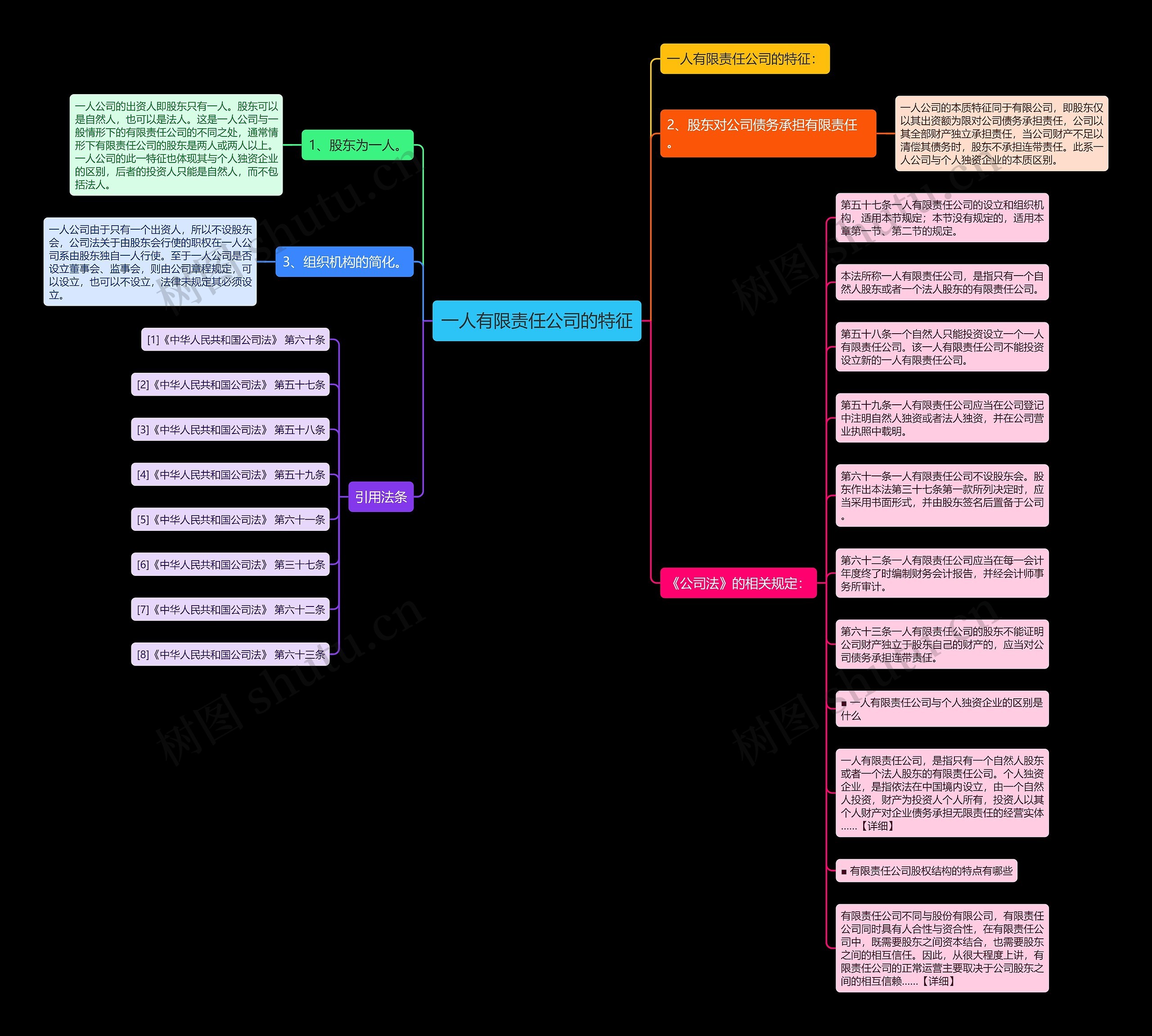 一人有限责任公司的特征思维导图