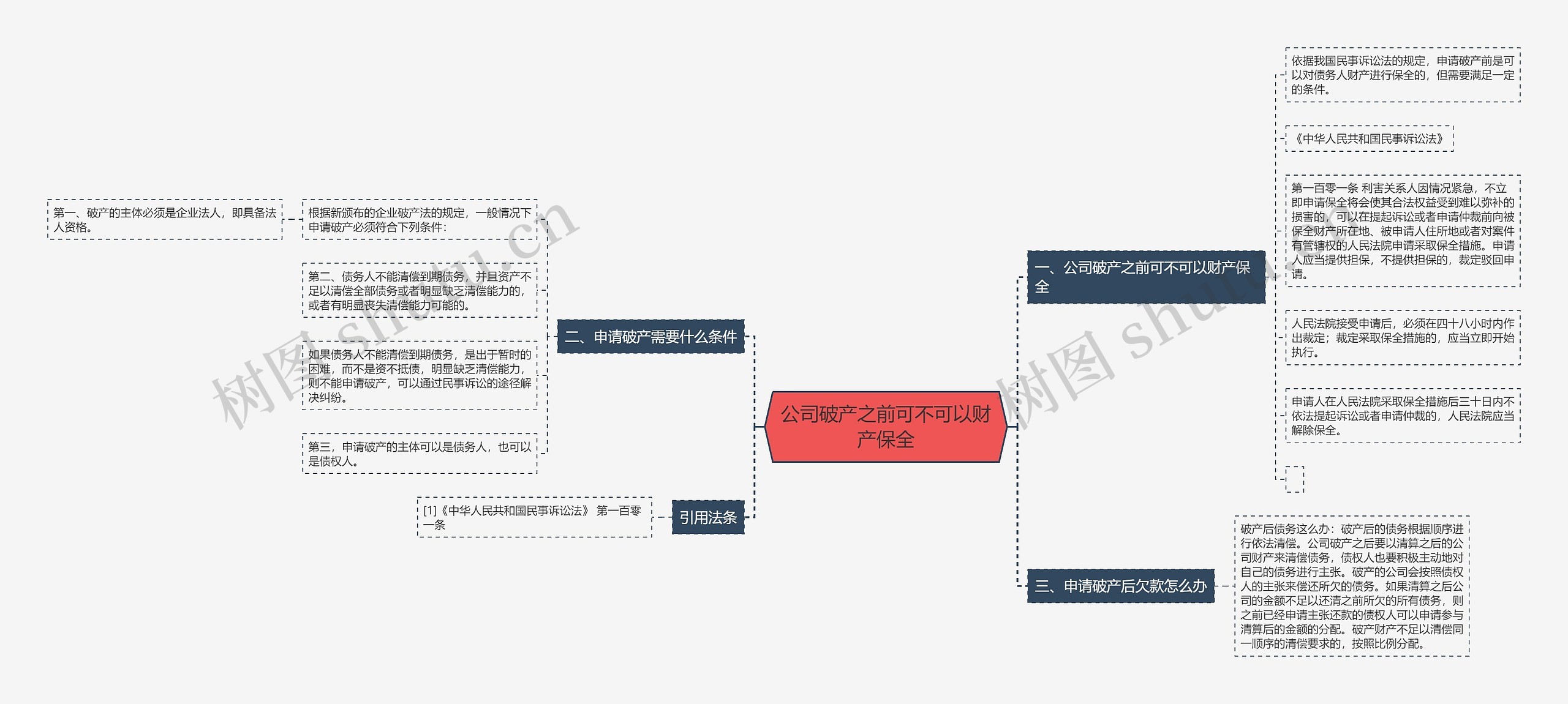 公司破产之前可不可以财产保全思维导图