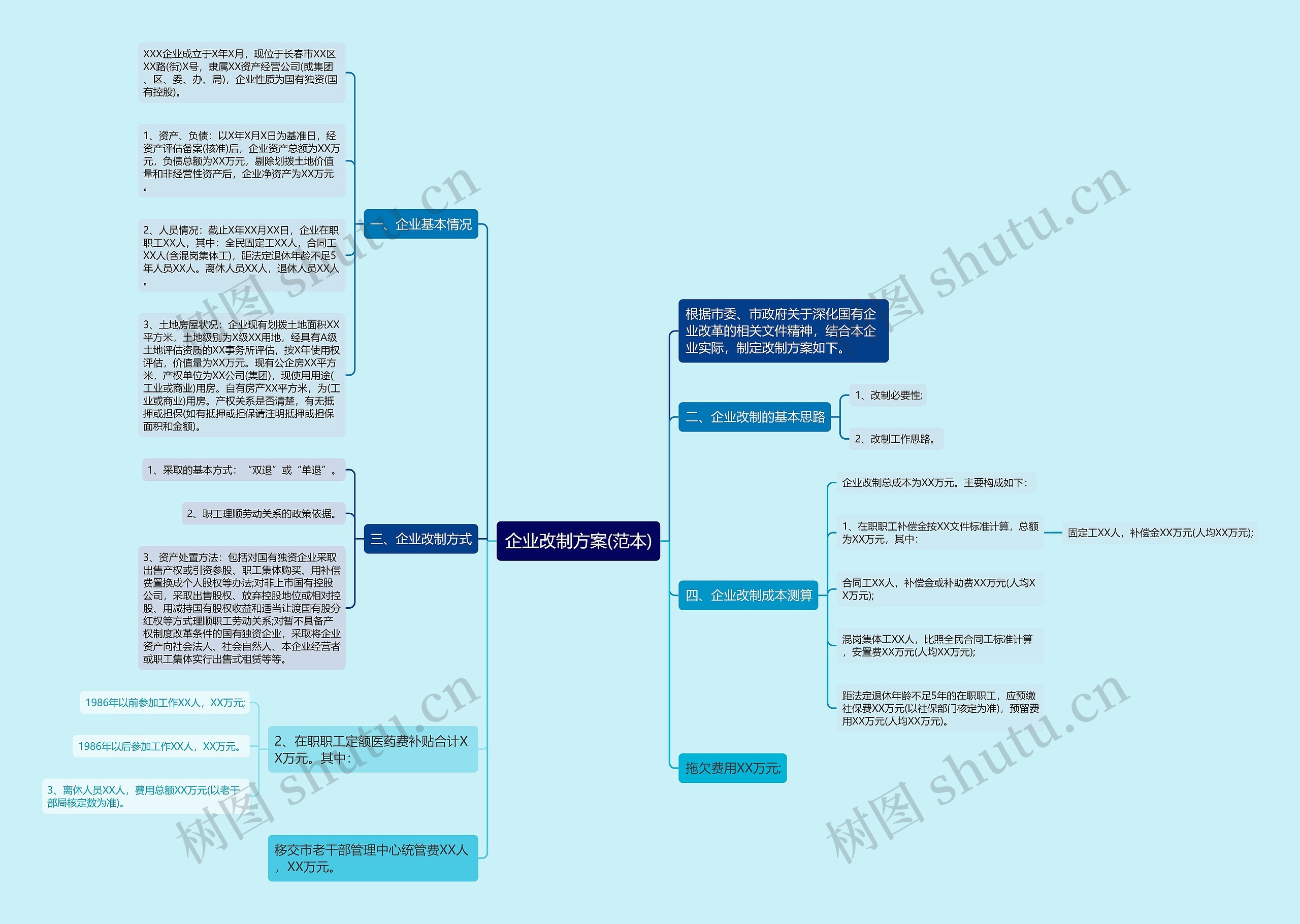 企业改制方案(范本)思维导图