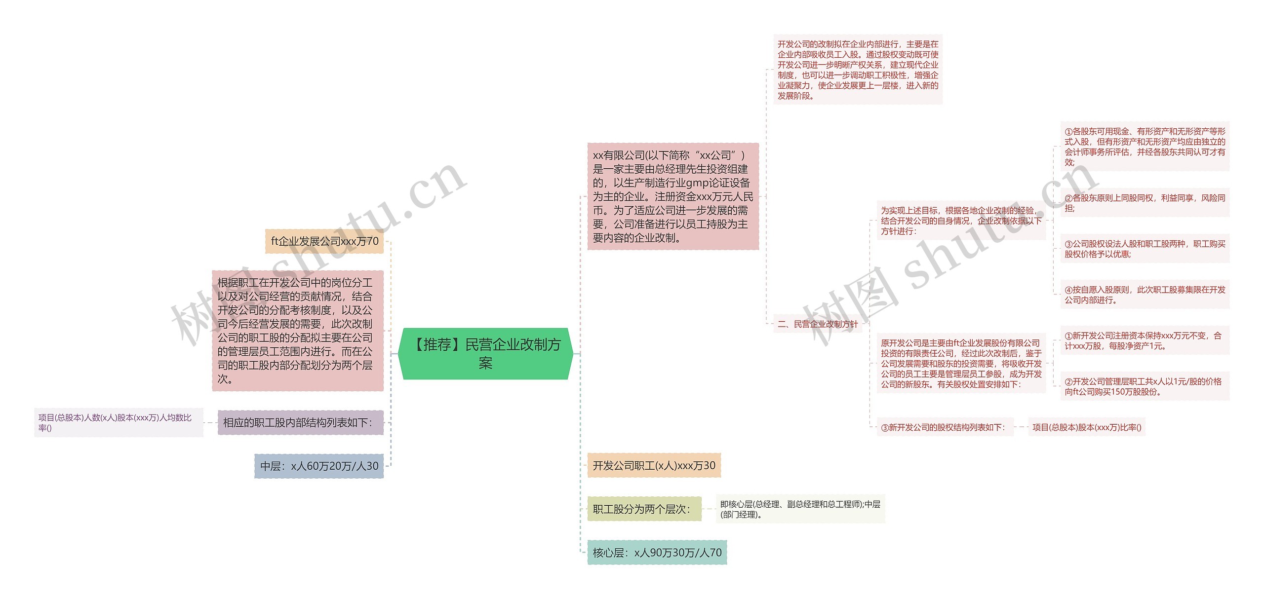 【推荐】民营企业改制方案思维导图