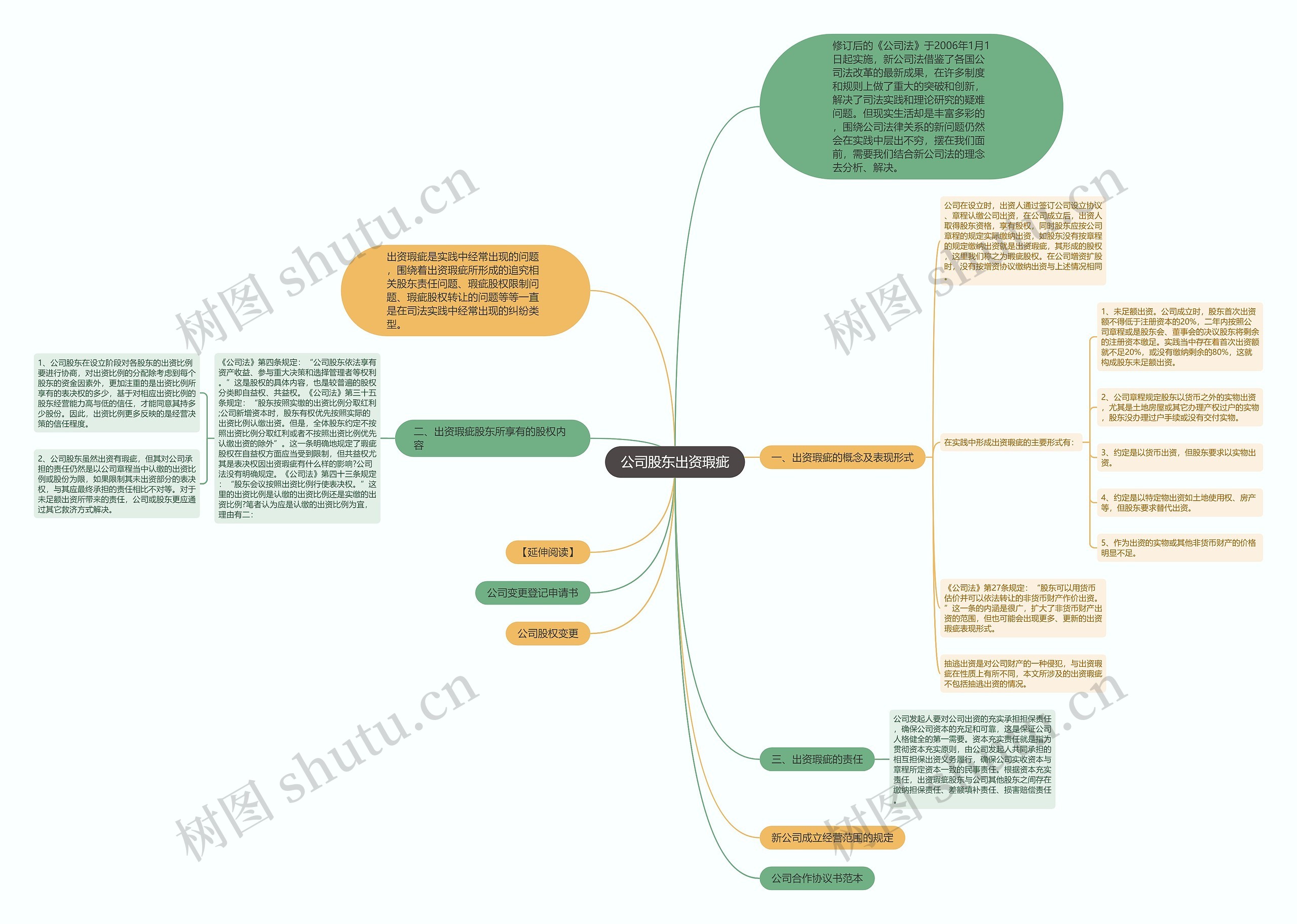 公司股东出资瑕疵思维导图