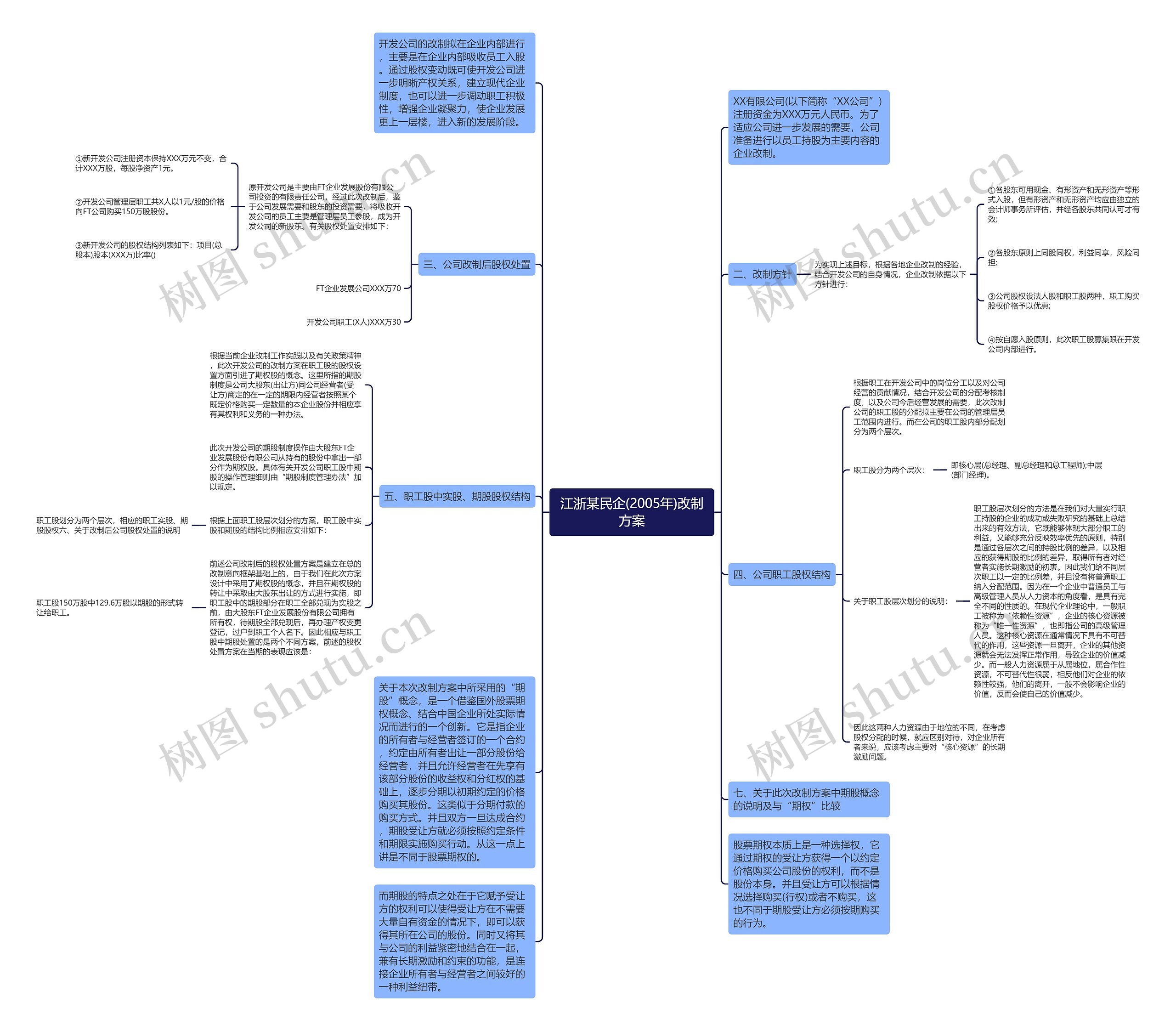 江浙某民企(2005年)改制方案思维导图