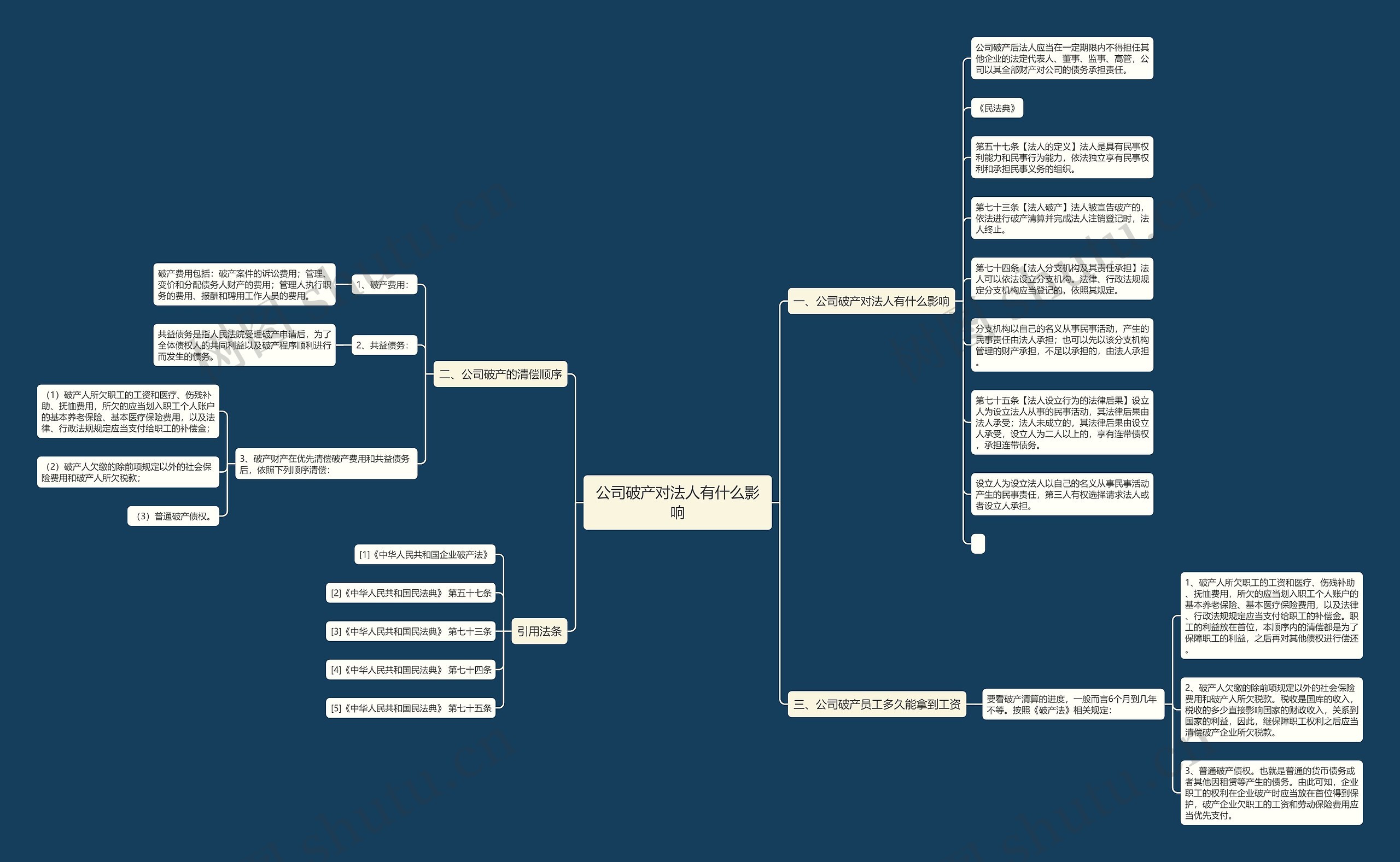 公司破产对法人有什么影响思维导图