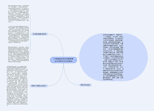 外商直接投资对我国零售业市场结构优化的影响 外商直接投资对我国零售业市场结构优化的影响