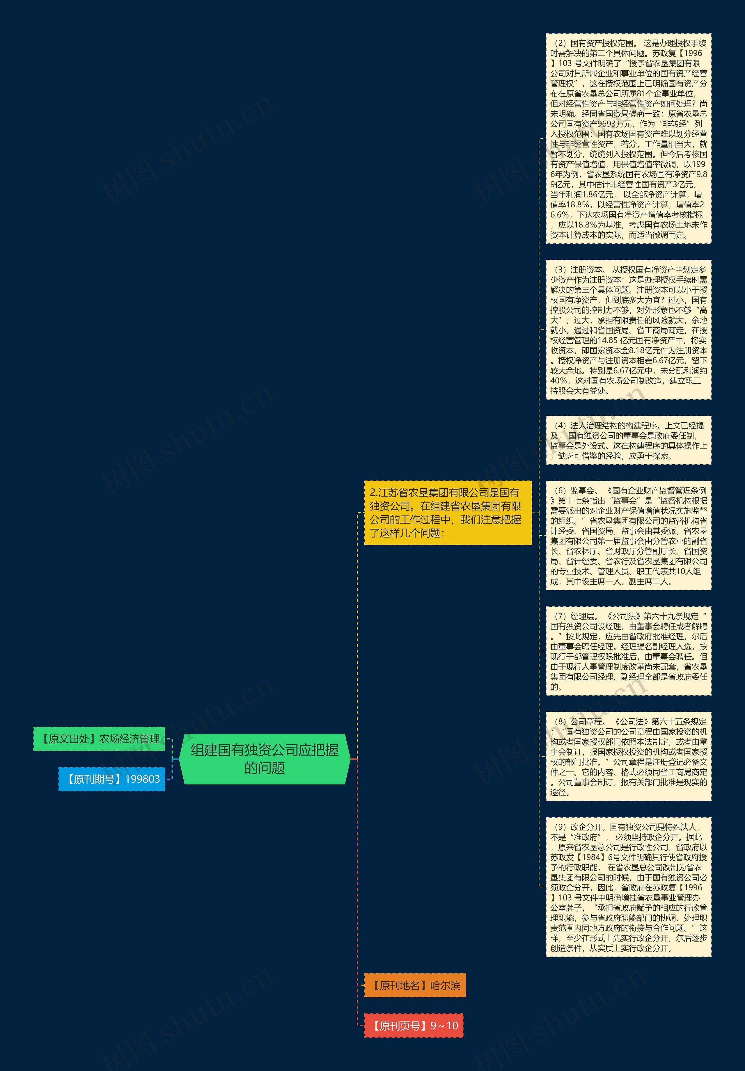 组建国有独资公司应把握的问题思维导图