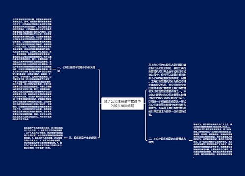 浅析公司注册资本管理中的股东借款问题