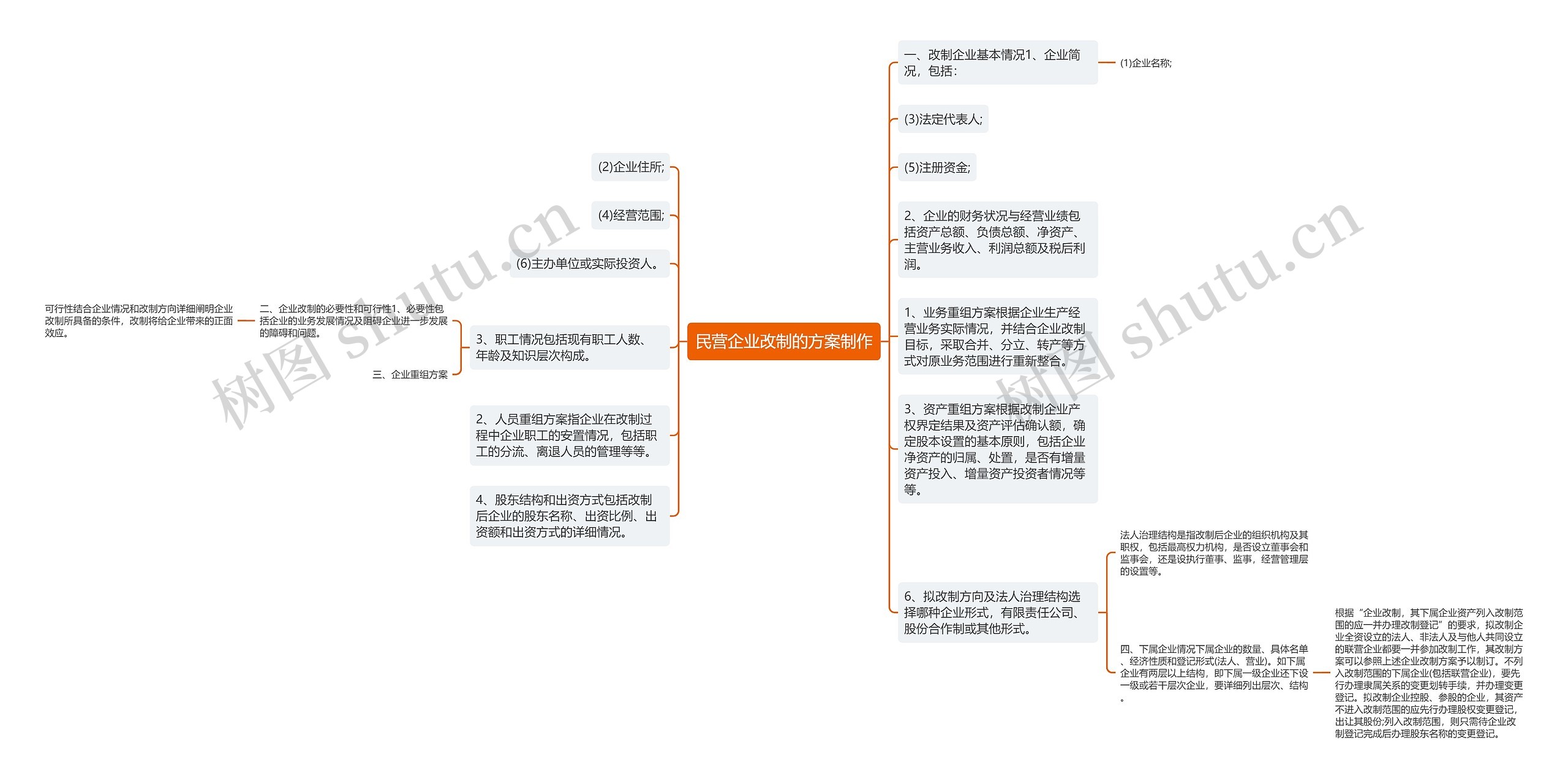 民营企业改制的方案制作思维导图