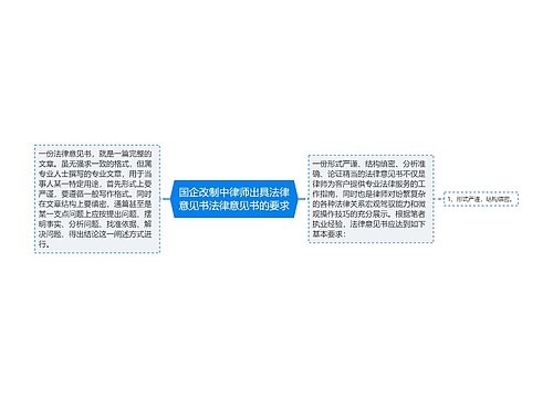 国企改制中律师出具法律意见书法律意见书的要求