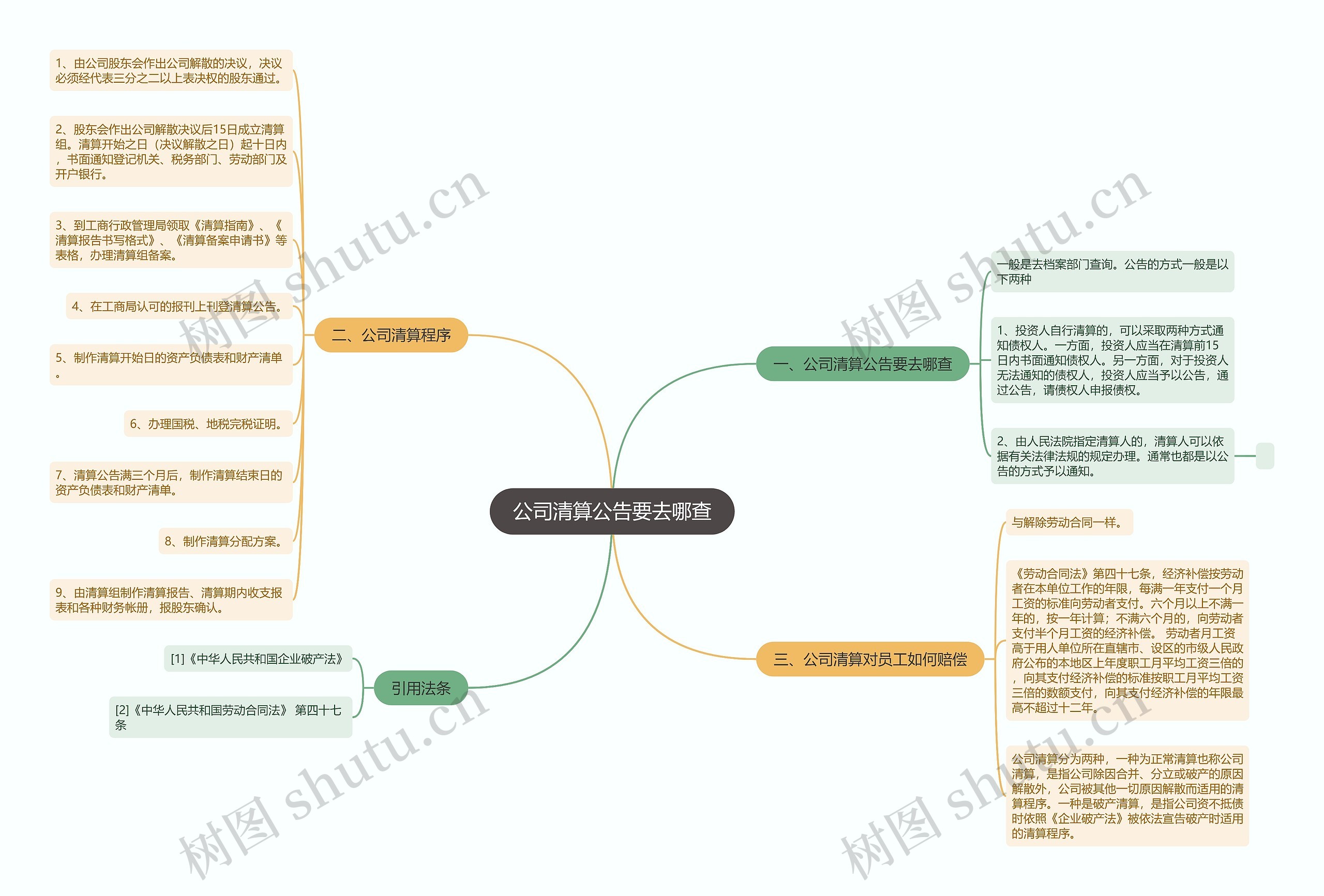 公司清算公告要去哪查思维导图