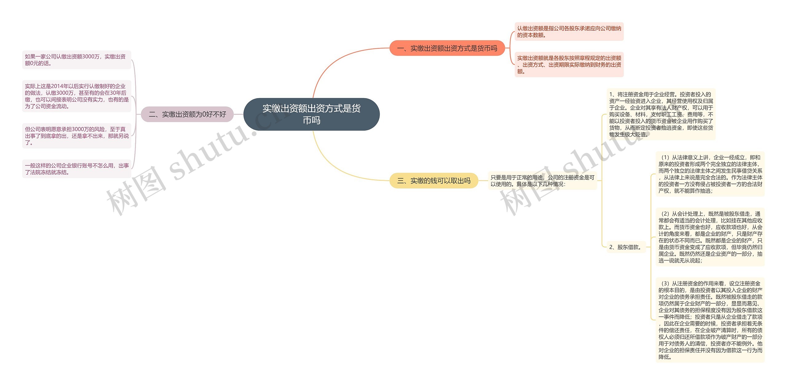 实缴出资额出资方式是货币吗思维导图