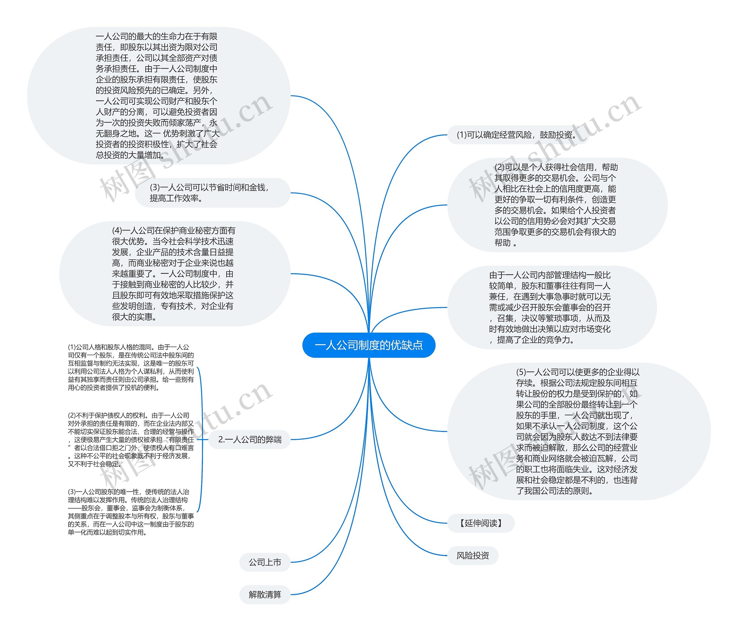 一人公司制度的优缺点思维导图