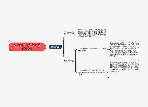 外资并购中国企业有何途径的咨询