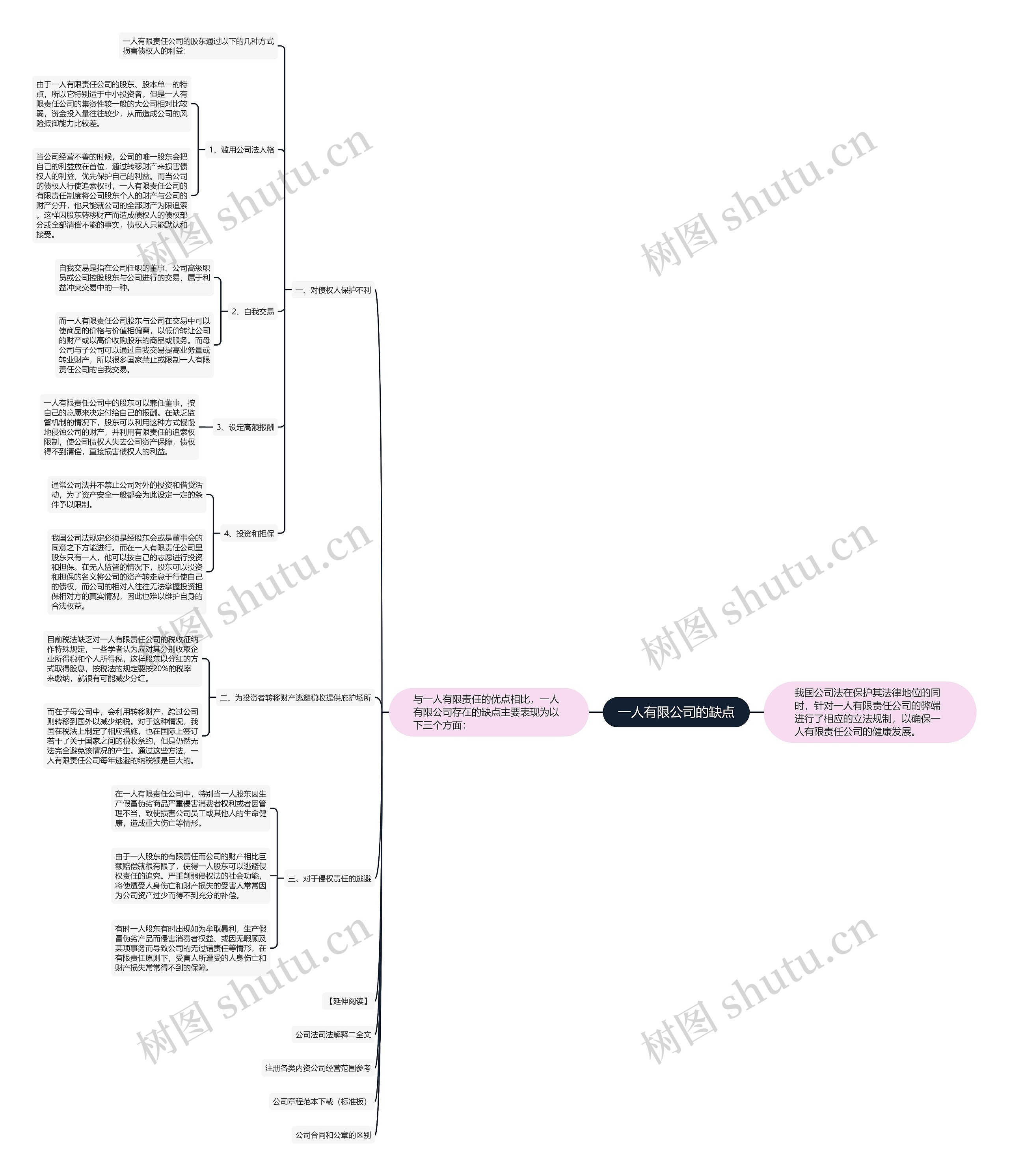 一人有限公司的缺点思维导图