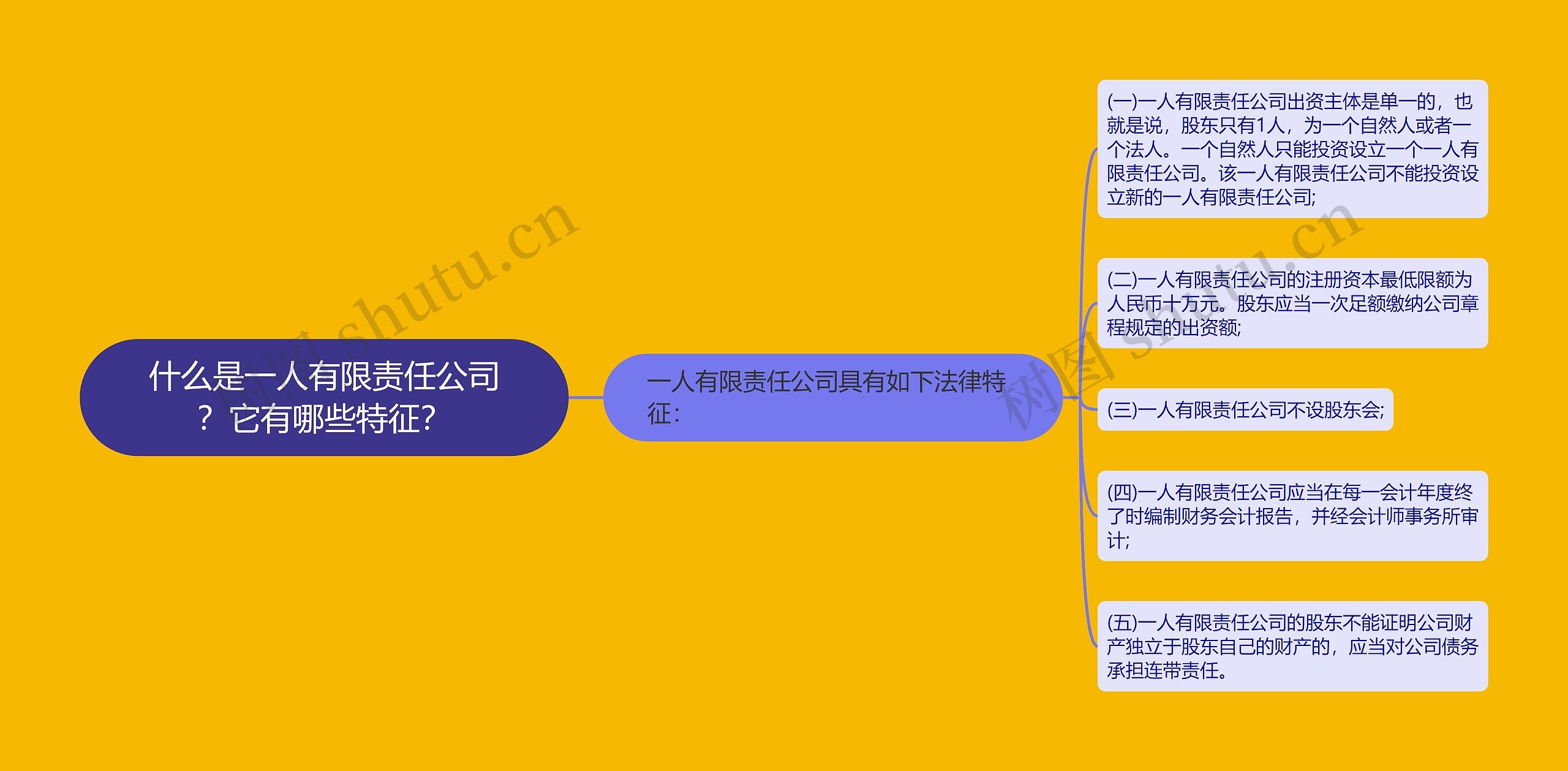 什么是一人有限责任公司？它有哪些特征？思维导图